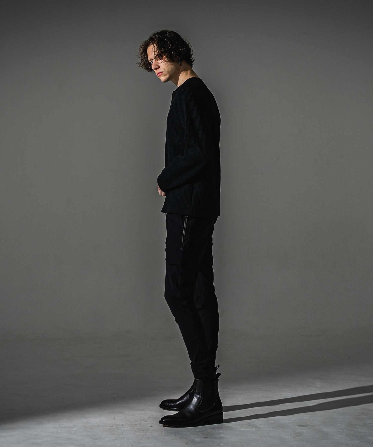 DARRELL CARGO PT / BASIC-ST-010 / レザーラインナイロンカーゴパンツ / ブラック×レザーブラック (7月下旬入荷予定)