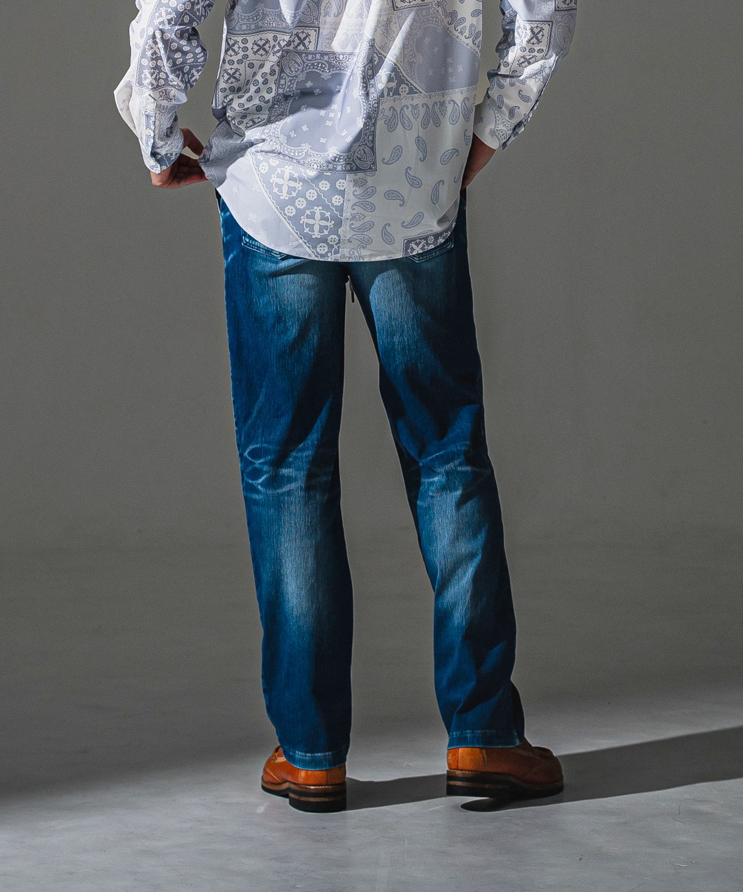 DENIM JERSEY WIDE PT / RC41-ST-016WTD / ライトオンスデニムジャージセミワイドパンツ / ダークインディゴ (8月中旬入荷予定)