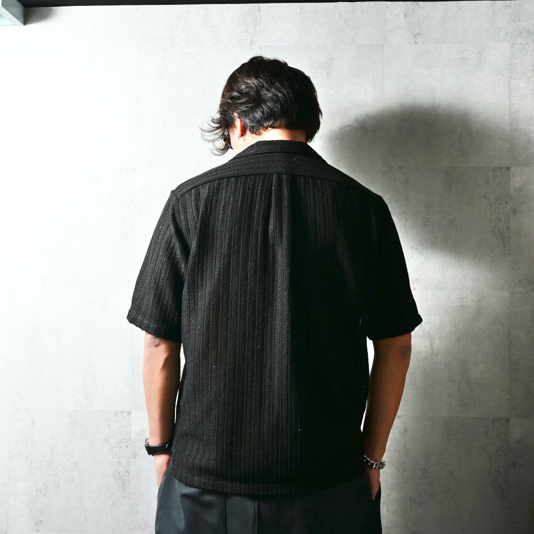 RUSSEL SHIRTS / DP1-SH-004 / ラッセル織り半袖シャツ / ブラック (3月中旬入荷予定)