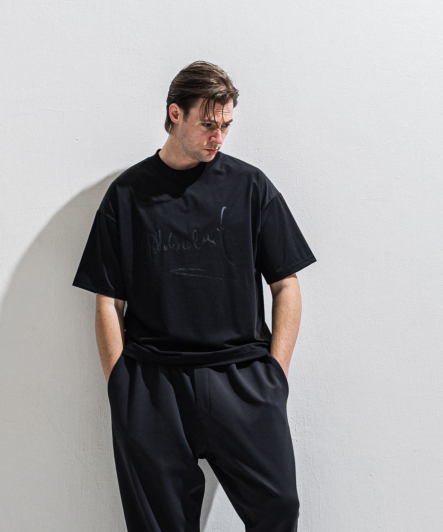 PB SIGN OVER NYLON T / DP1-T-002 / サインプリントナイロンビッグTシャツ / ブラック (4月上旬入荷予定)