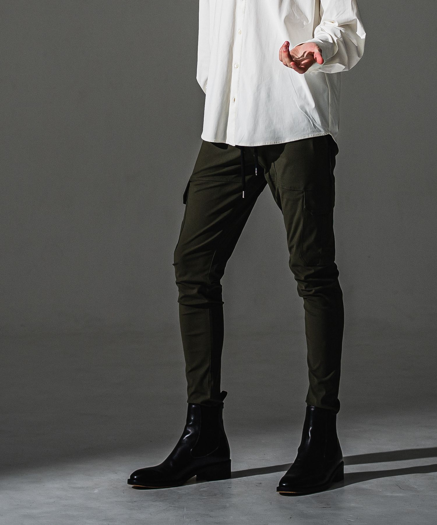 DARRELL CARGO PT / BASIC-ST-010 / レザーラインナイロンカーゴパンツ / カーキ×レザーブラック (7月下旬入荷予定)
