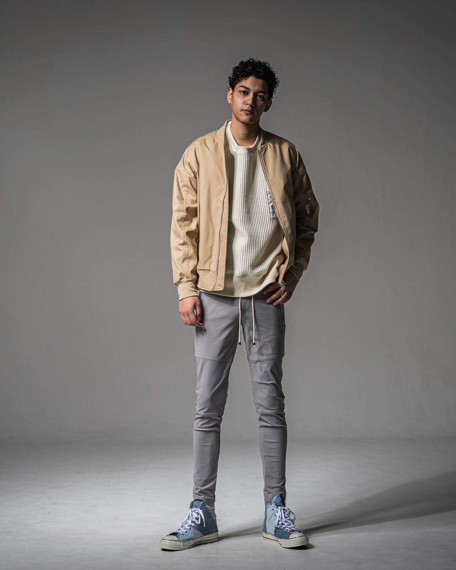 STRIPE QUILTING DROP TRAINER / RC37-C-003 / ストライプキルティングトレーナー / オフホワイト (9月下旬入荷予定)