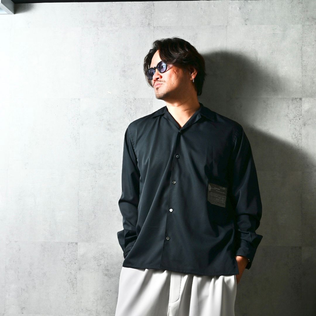 WILL SHIRTS / DP1-SH-001 / ウィルプリントオープンカラーシャツ / ブラック (3月中旬入荷予定)