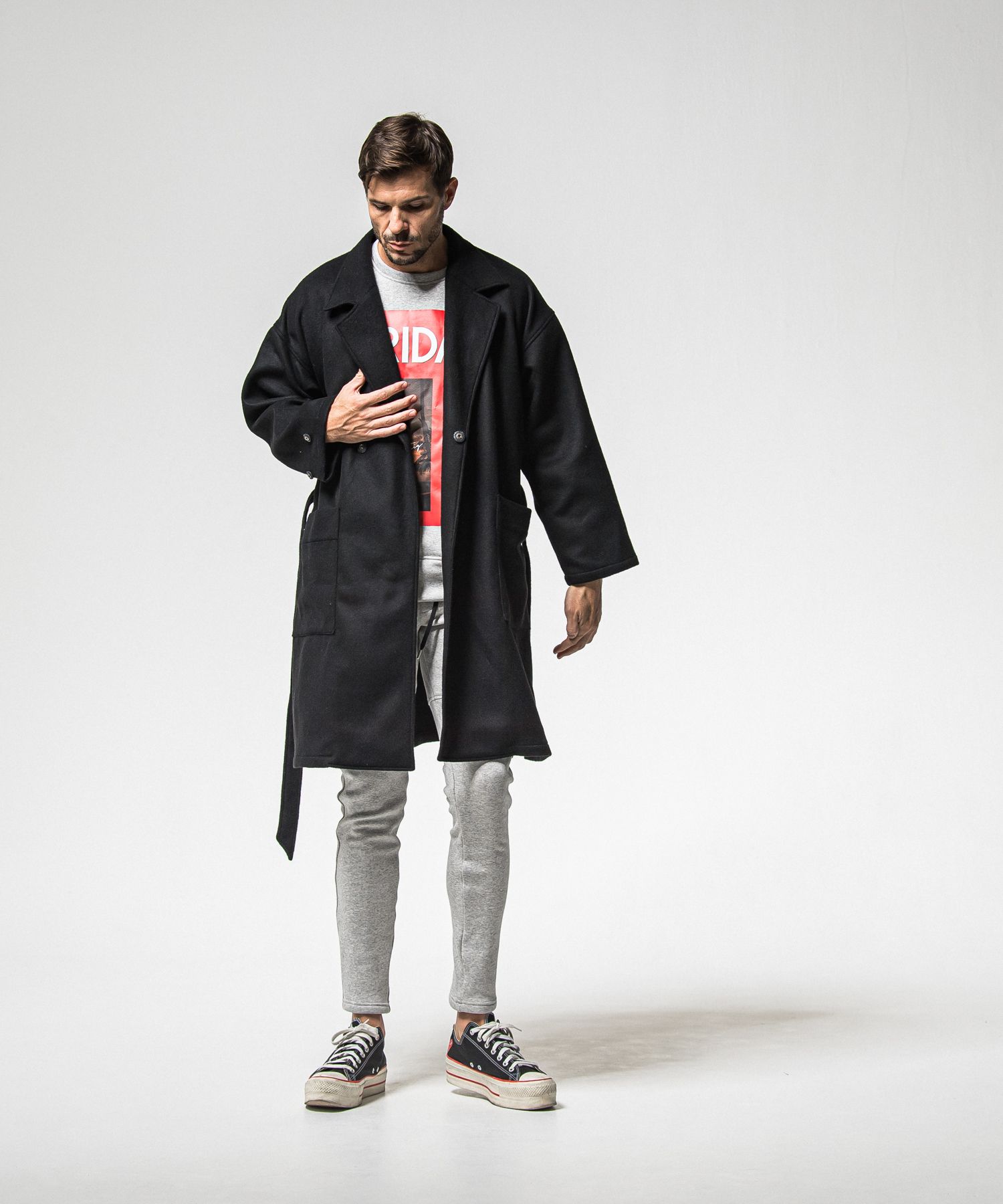 VELOURS FLEECE TYLER PANTS / RC38-ST-026H / 裏起毛スウェットラインパンツ / グレー (11月中旬入荷予定)