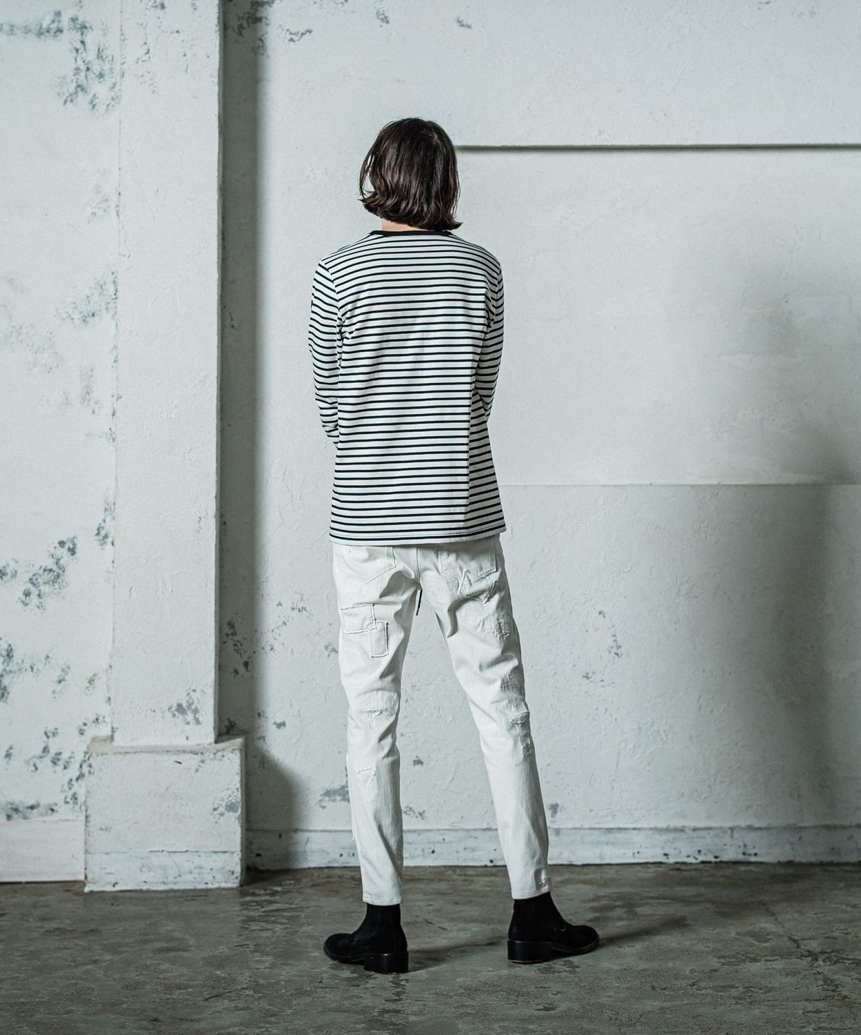 MICK DENIM JERSEY / RC35-ST-020 / デニムジャージテーパードパンツ / ホワイトリメイク