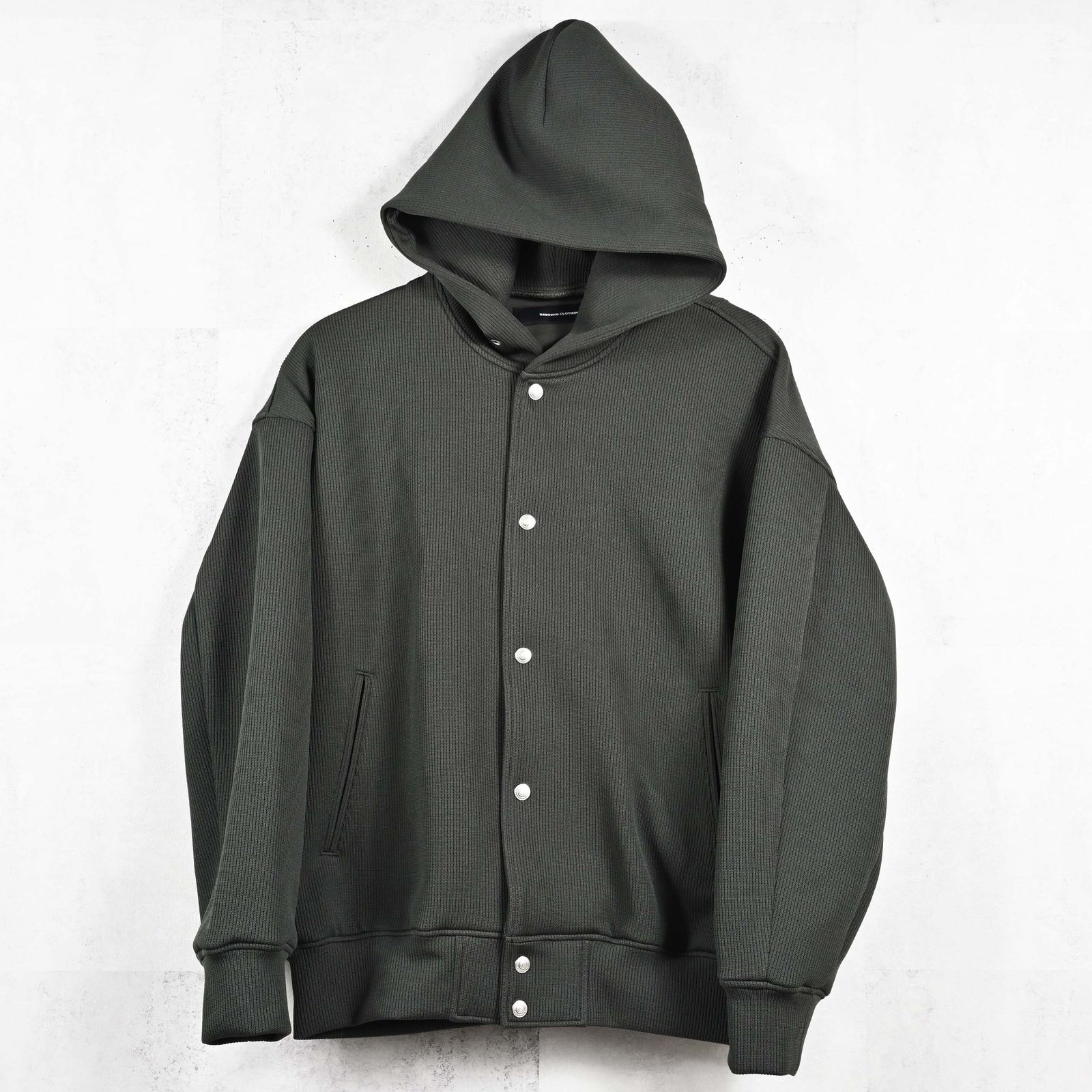 AZE VARSITY HOODIE / RC39-C-006 / 高機能畦編みニットトレーナー / カーキ (1月中旬入荷予定)