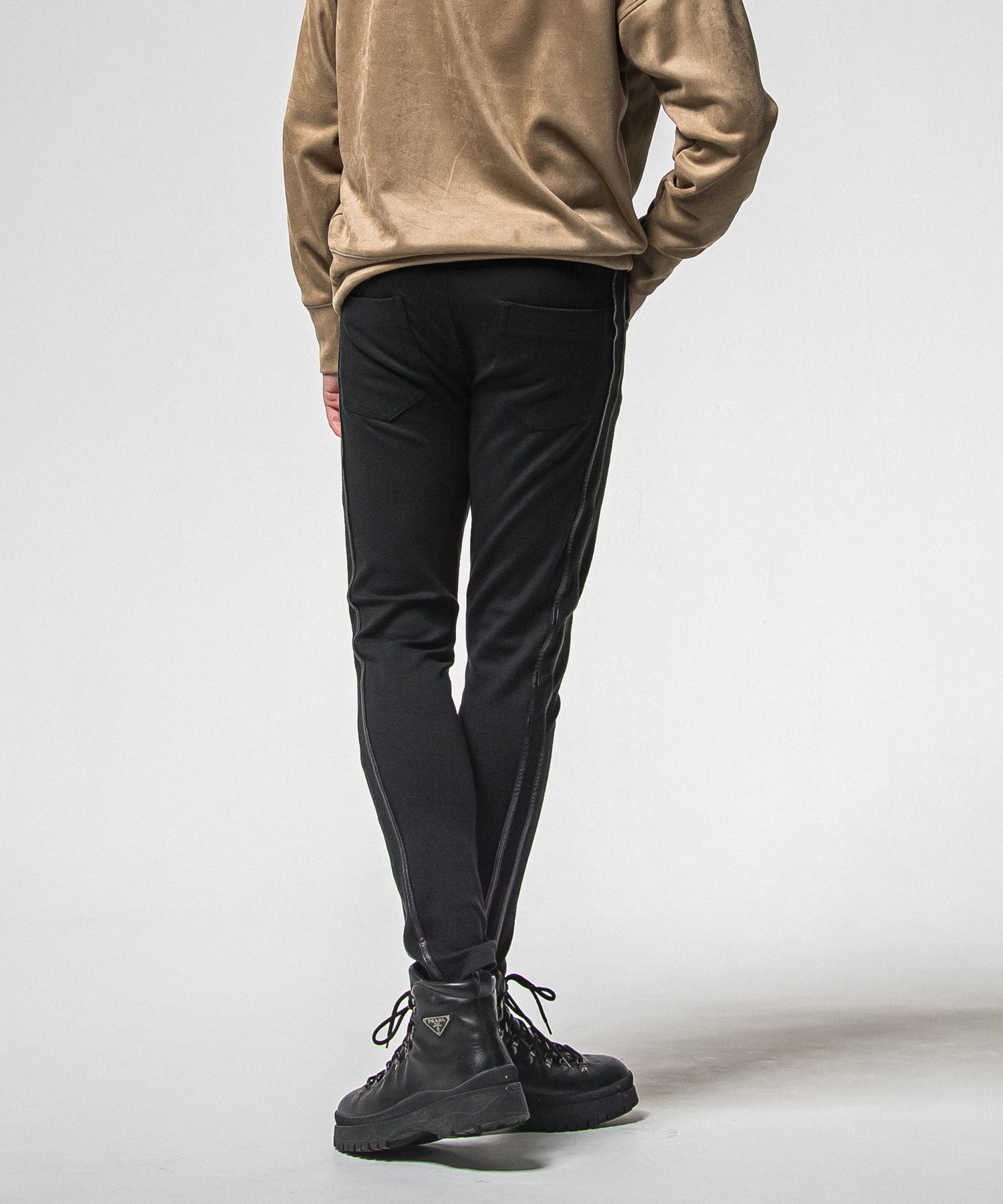 BLIND LINE PT / BASIC-ST-008 / ラインパンツ / ブラック×レザーブラック (1月上旬入荷予定)