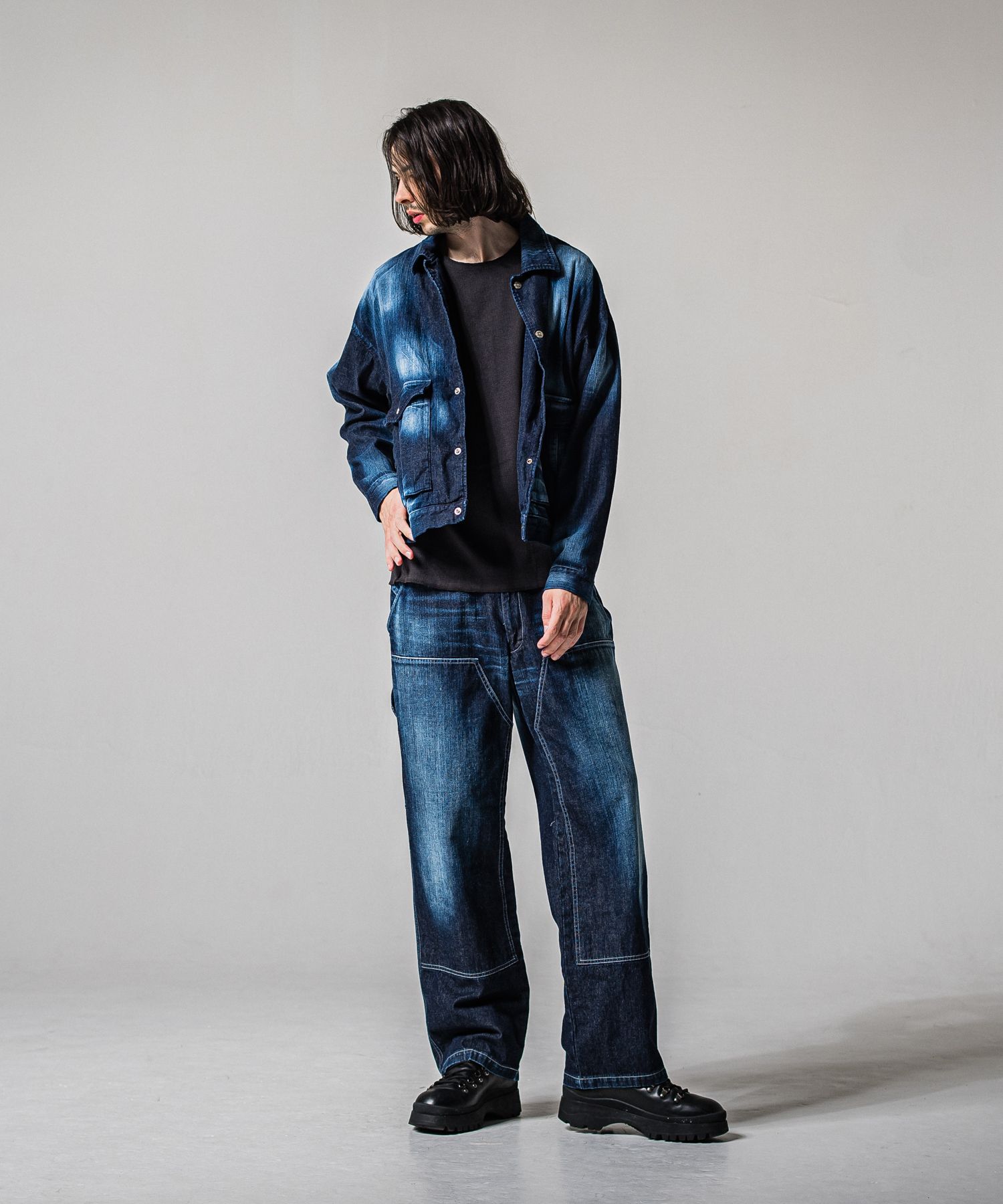 DOUBLE KNEE PT / RC39-ST-041 / ダブルニーワイドデニムパンツ / ダークインディゴ (2月中旬入荷予定)