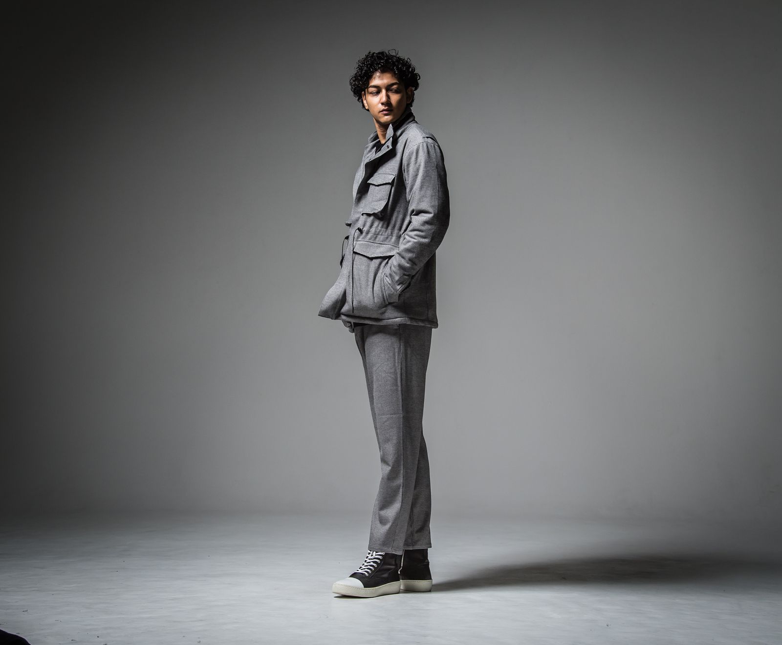 PAT WIDE EASY PANTS / RC30-ST-036 / ベルト付きテーパードワイドパンツ / 千鳥柄