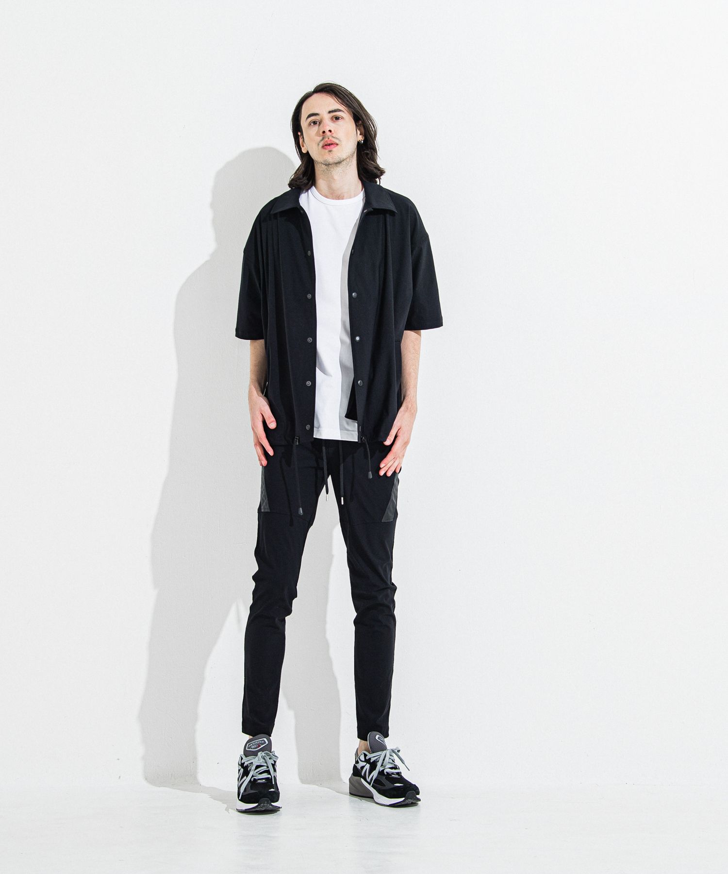 NYLON HALF COACH JACKET / RC36-C-002 / 半袖ナイロンコーチジャケット / ブラック