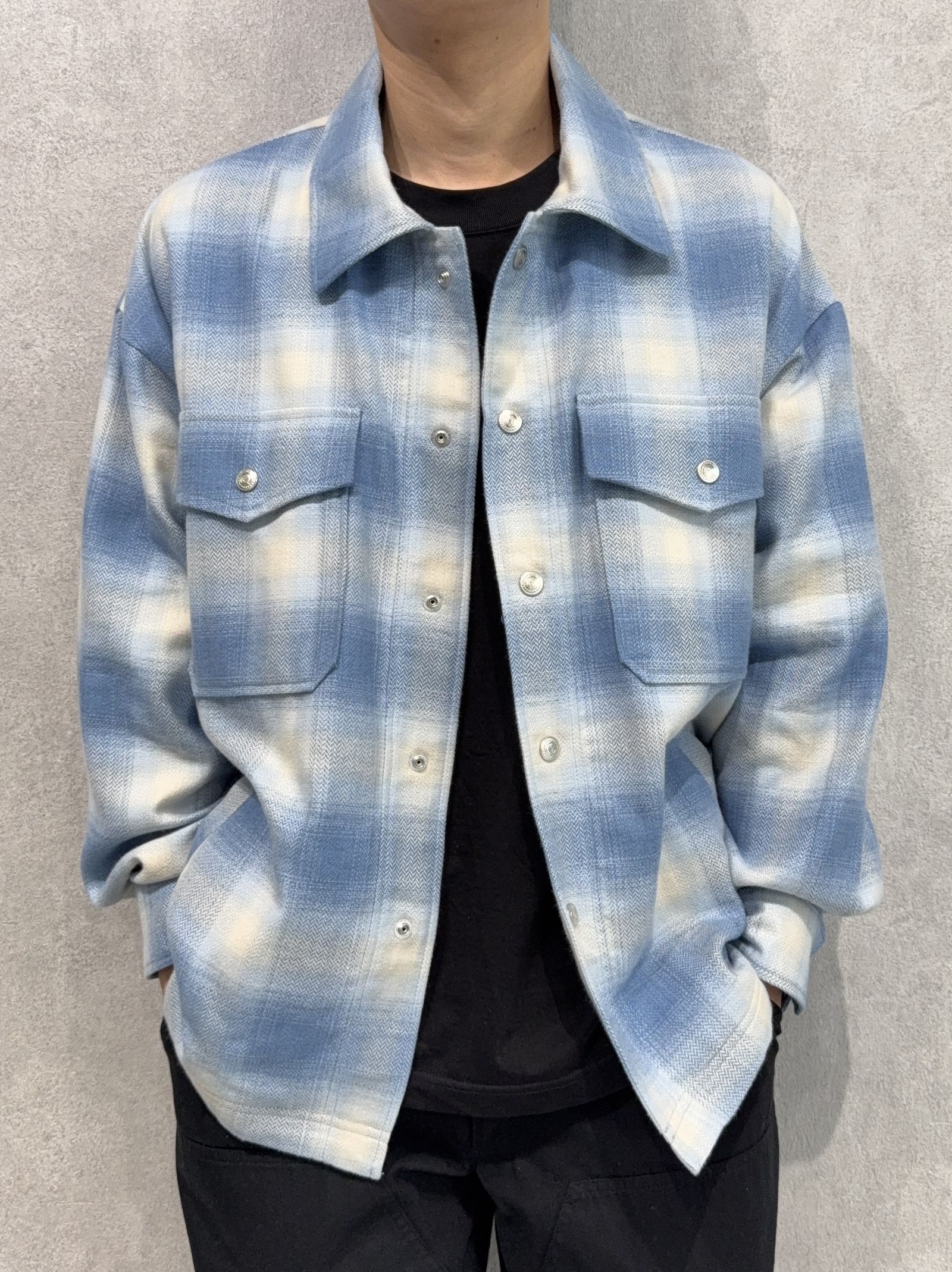 FLANNEL CHECK JK / RC41-JK-006 / フランネルチェックCPOジャケット / サックスブルー