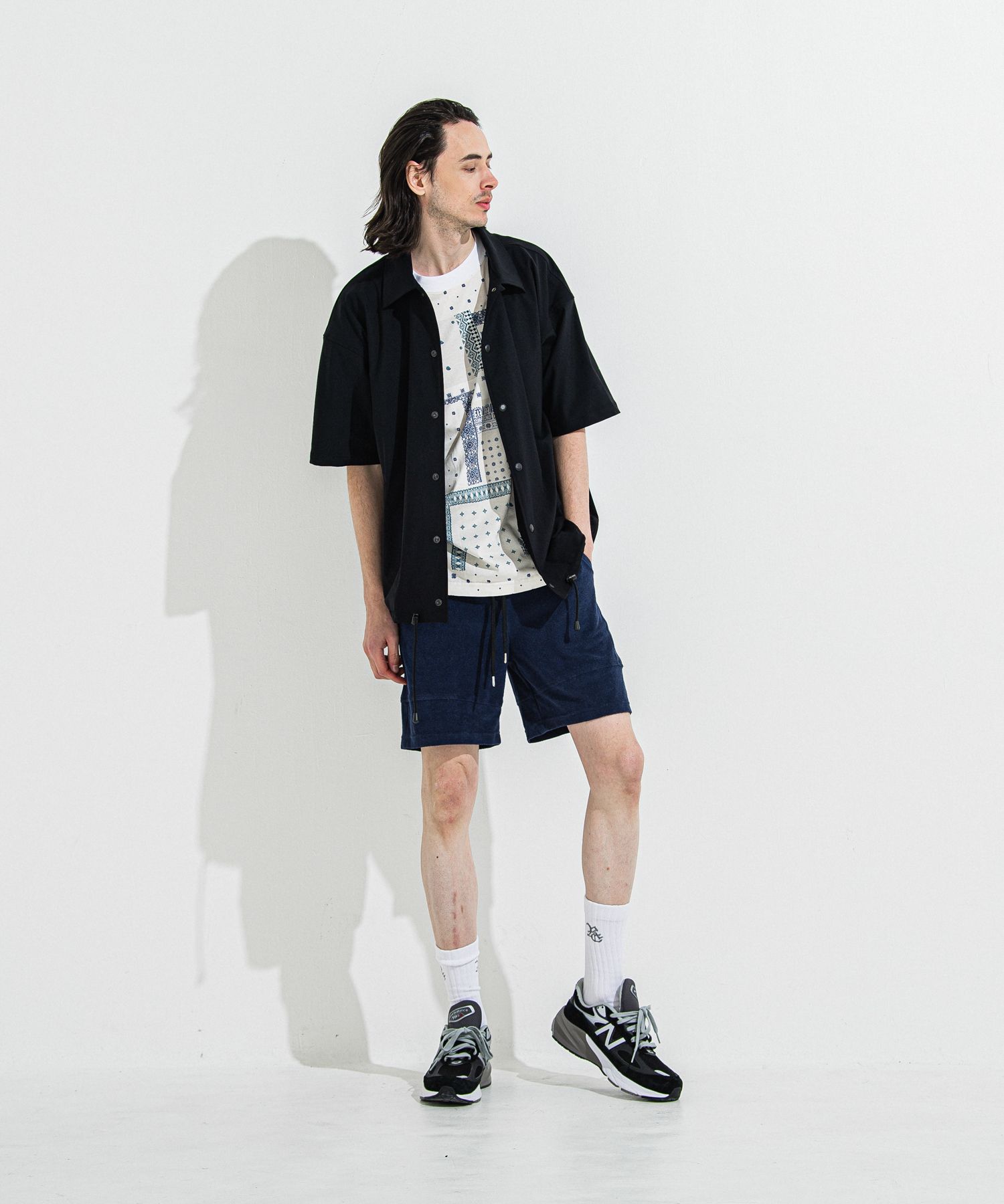 NYLON HALF COACH JACKET / RC36-C-002 / 半袖ナイロンコーチジャケット / ブラック