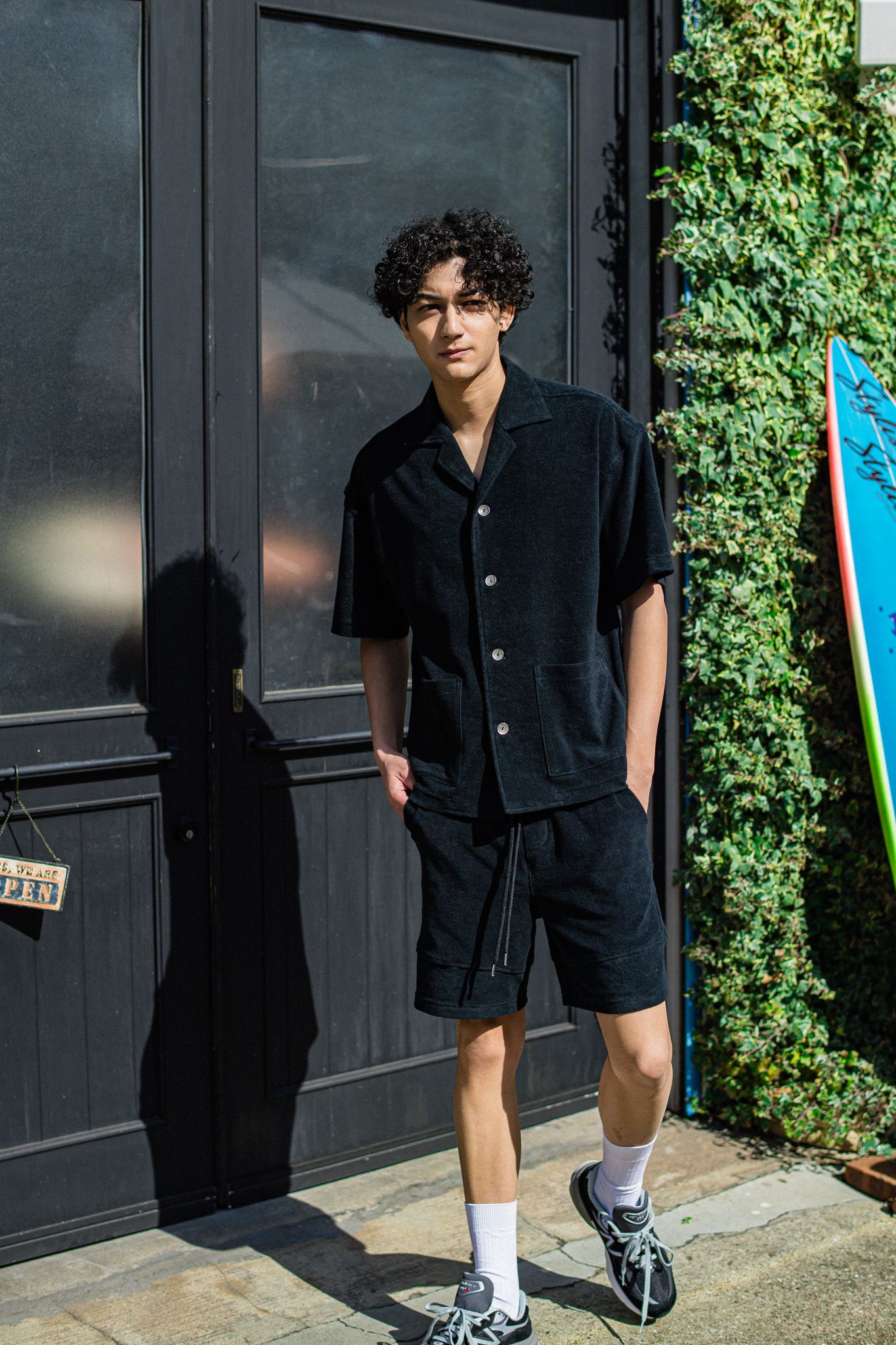 PILE BEACH SHIRTS / RC32-SH-002 / パイル半袖シャツ / ブラック