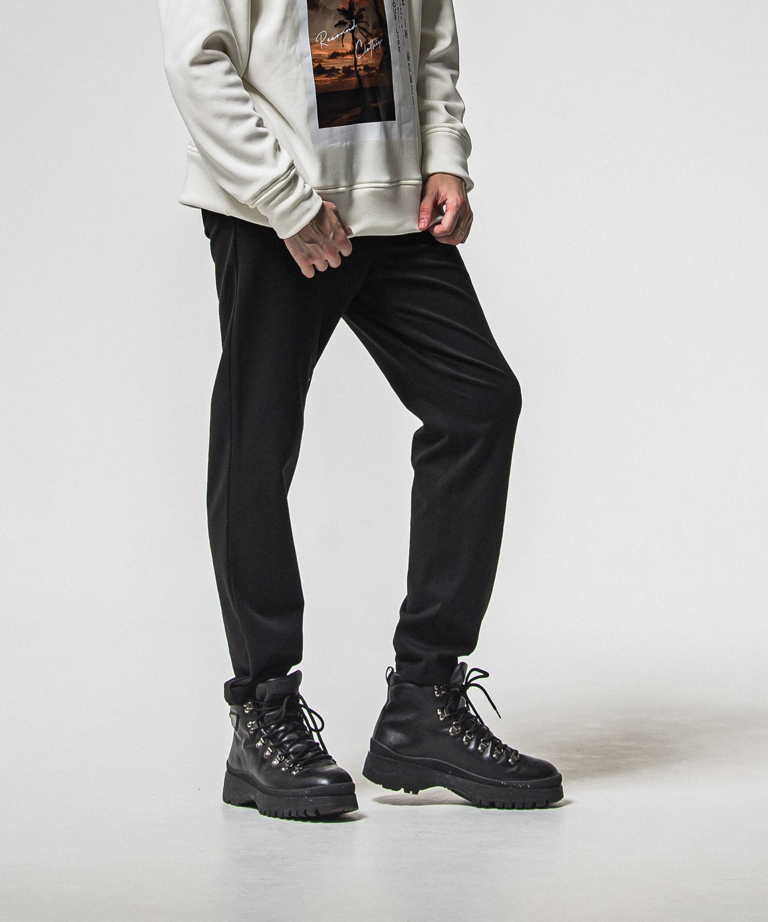PAT WIDE EASY PANTS / RC38-ST-036BN / ワイドテーパードパンツ / ブラック (1月上旬入荷予定)
