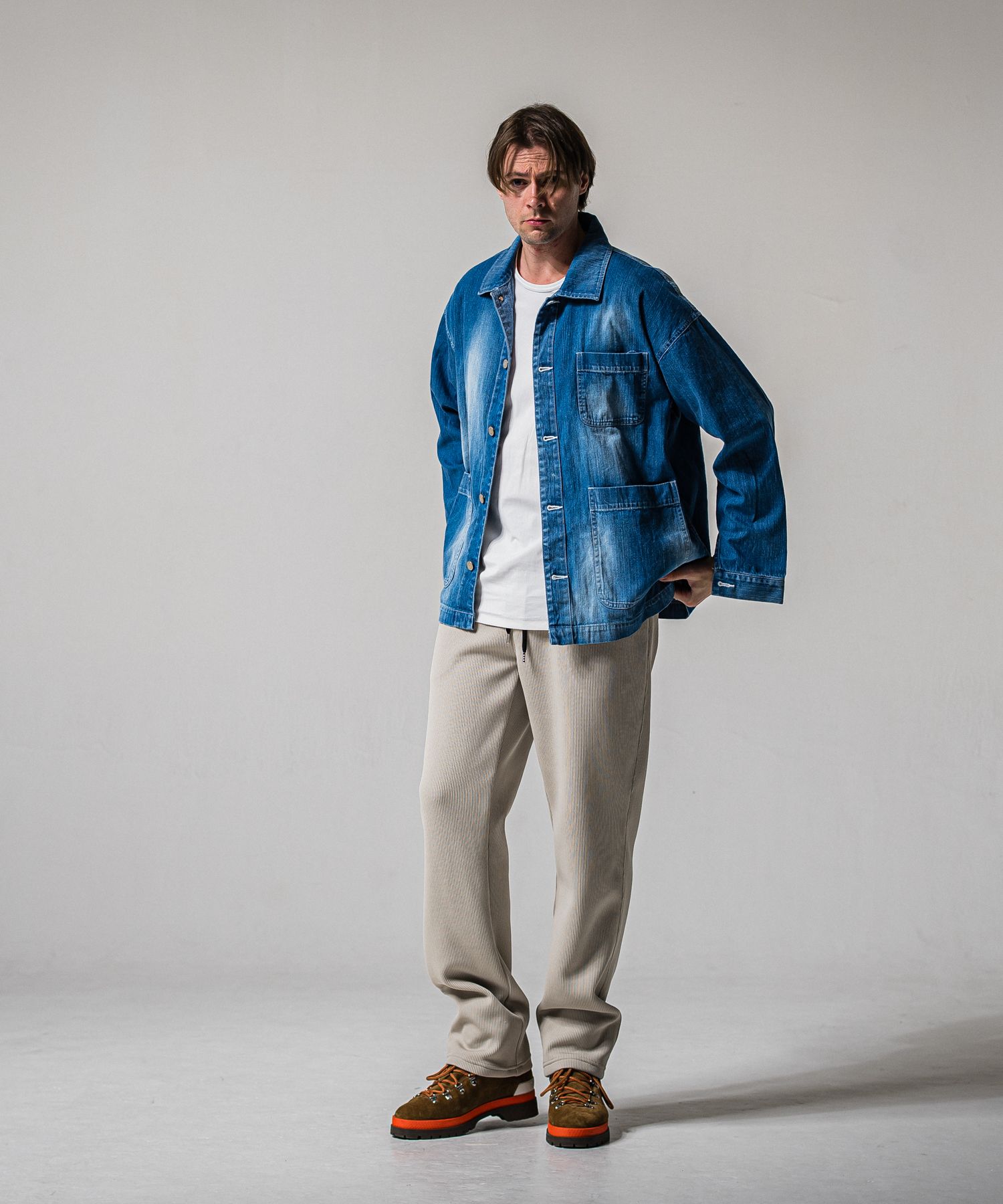 AZE WIDE TUCK PANTS / RC39-ST-016WT2 / 高機能畦編みニットワイドタックパンツ / グレージュ (1月中旬入荷予定)