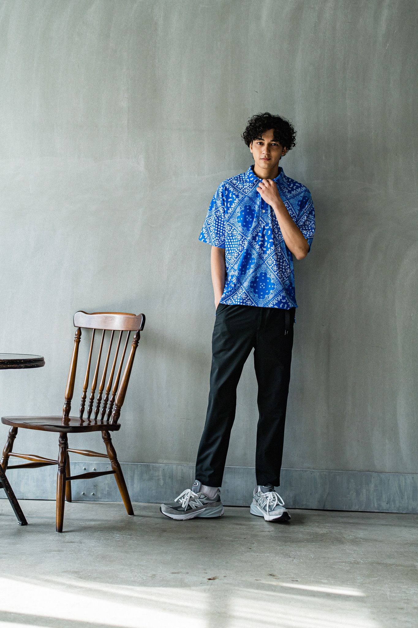 PAT WIDE EASY PANTS / RC32-ST-036 / ベルト付きテーパードワイドパンツ / ブラック