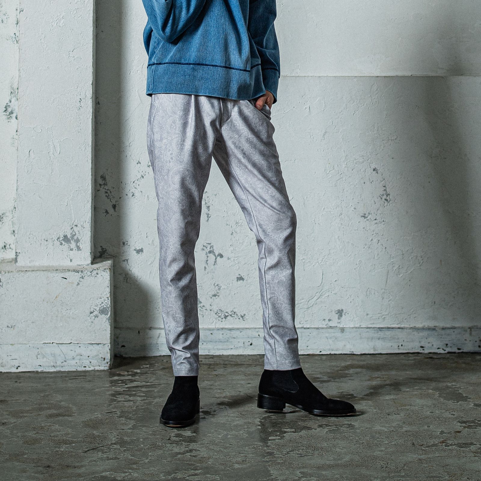 CHRIS EASY TUCK PANTS / RC35-ST-016T / イージータックパンツ / ペイズリーグレー