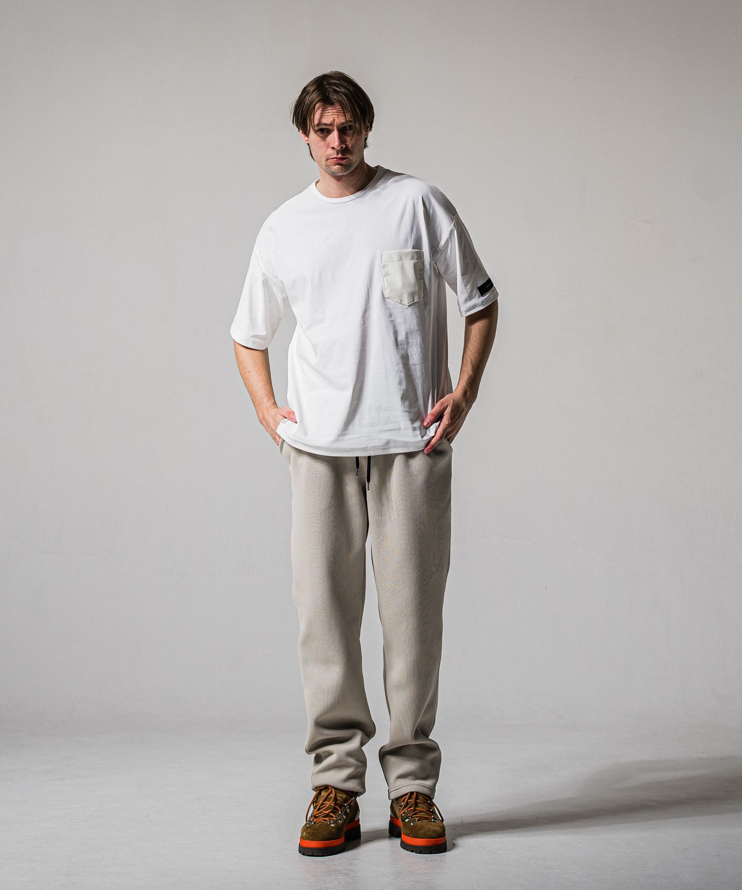 AZE WIDE TUCK PANTS / RC39-ST-016WT2 / 高機能畦編みニットワイドタックパンツ / グレージュ (1月中旬入荷予定)