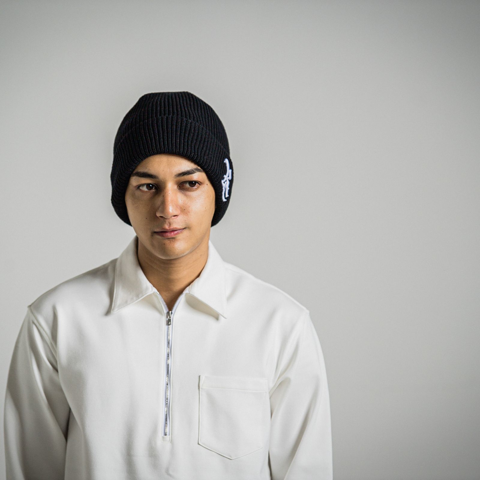 COTTON KNIT CAP / RC34-CAP-004 / コットンニットキャップ / ブラック×ホワイト