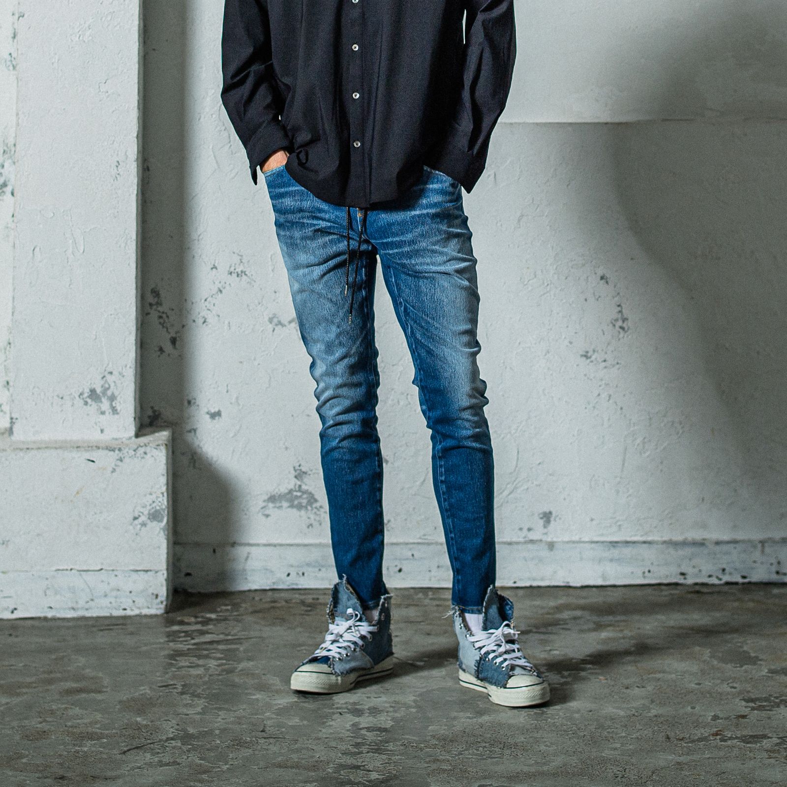 MICK DENIM JERSEY / RC35-ST-020 / デニムジャージテーパードパンツ / インディゴユーズド