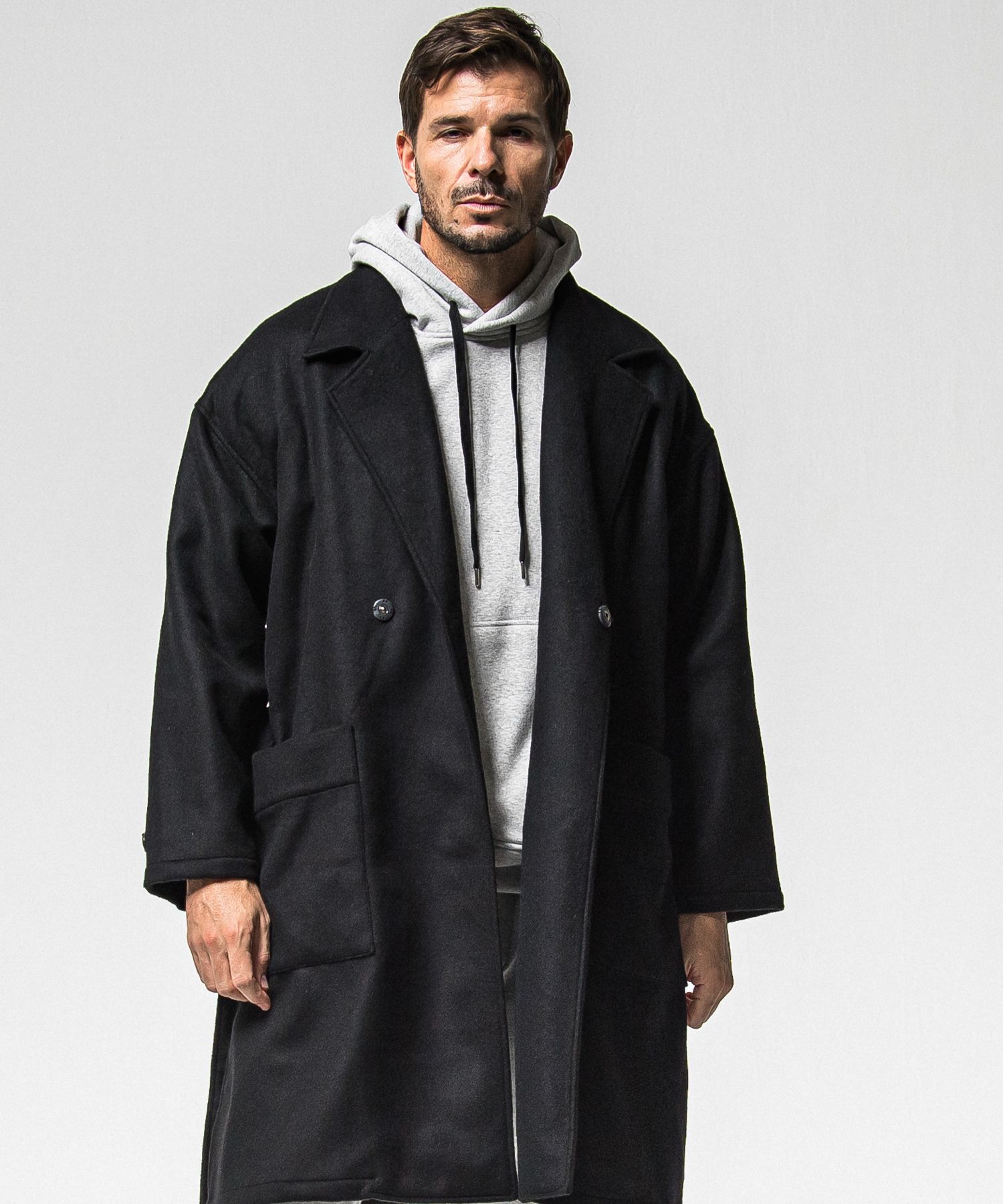 GOWN OVER COAT / RC38-JK-004 / オーバーサイズガウンコート / ブラック (11月上旬入荷予定)