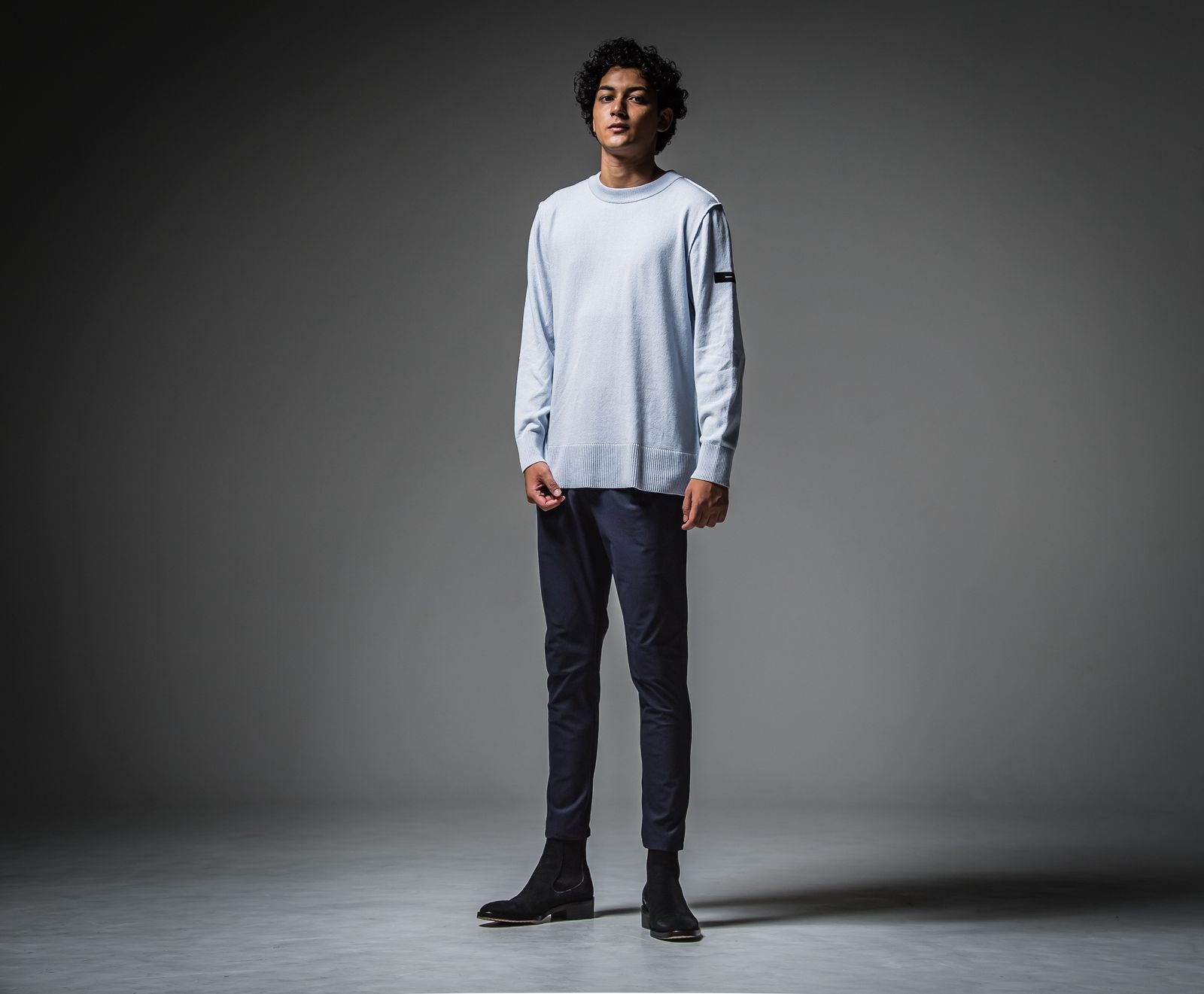 OUT SEAM SWEATER / RC30-K-001 / アウトシームニット / サックス