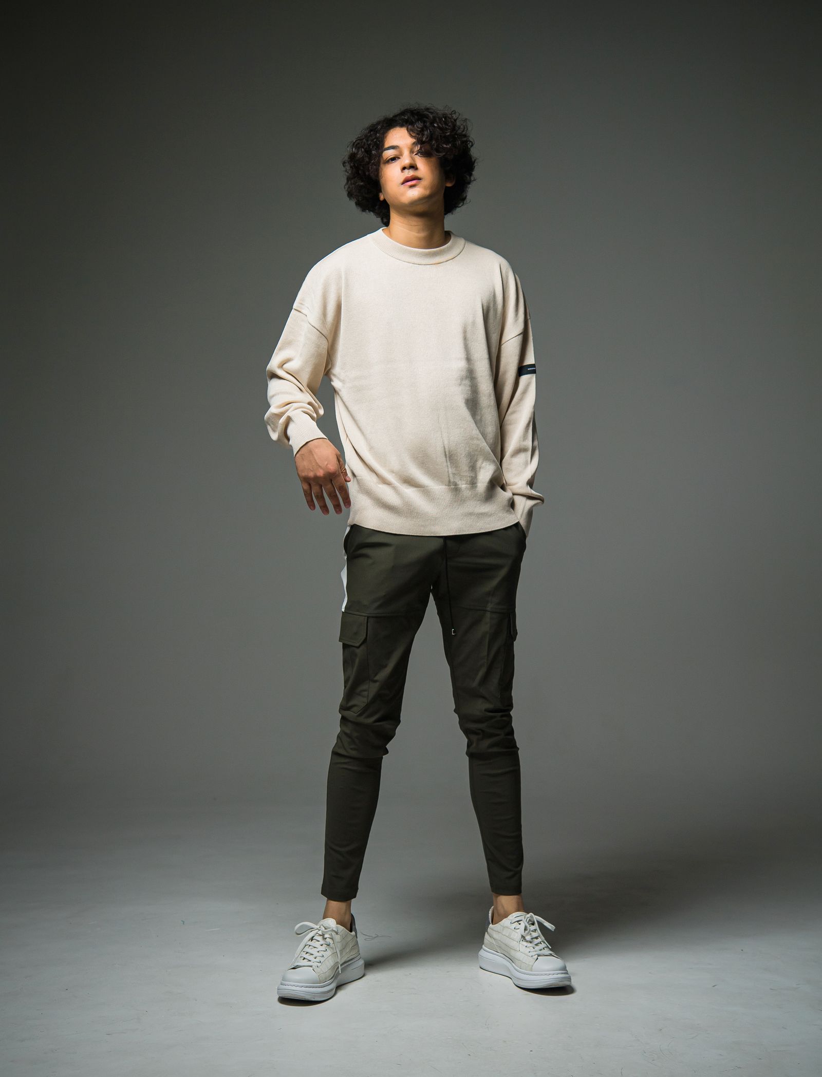SILK KNT OVER LONG SLEEVE / RC29-K-002 / 無地ルーズコットンニット / ベージュ