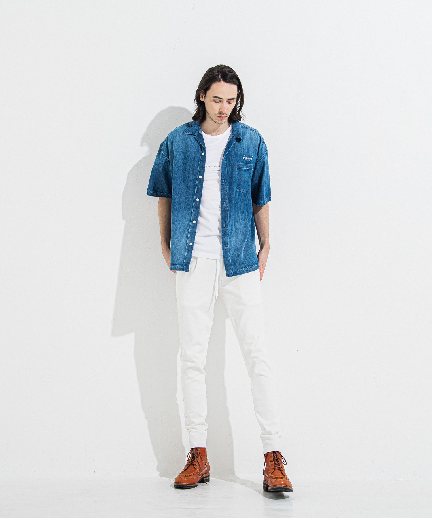 DENIM JERSEY CHRIS EASY TUCK PT / RC36-ST-016TD / ライトオンスデニムジャージイージータックパンツ / ホワイト