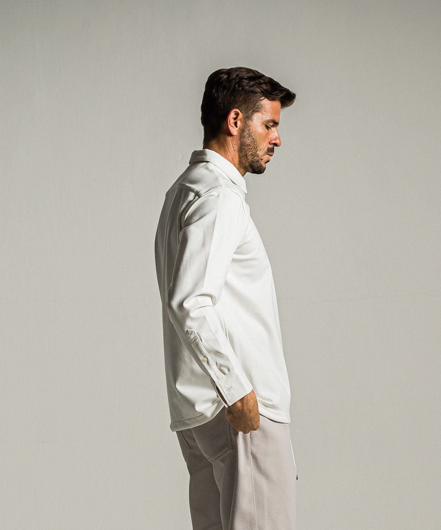 PULLOVER JERSEY SHIRT / RC34-SH-002 / 裏起毛ハーフジップシャツ / ホワイト
