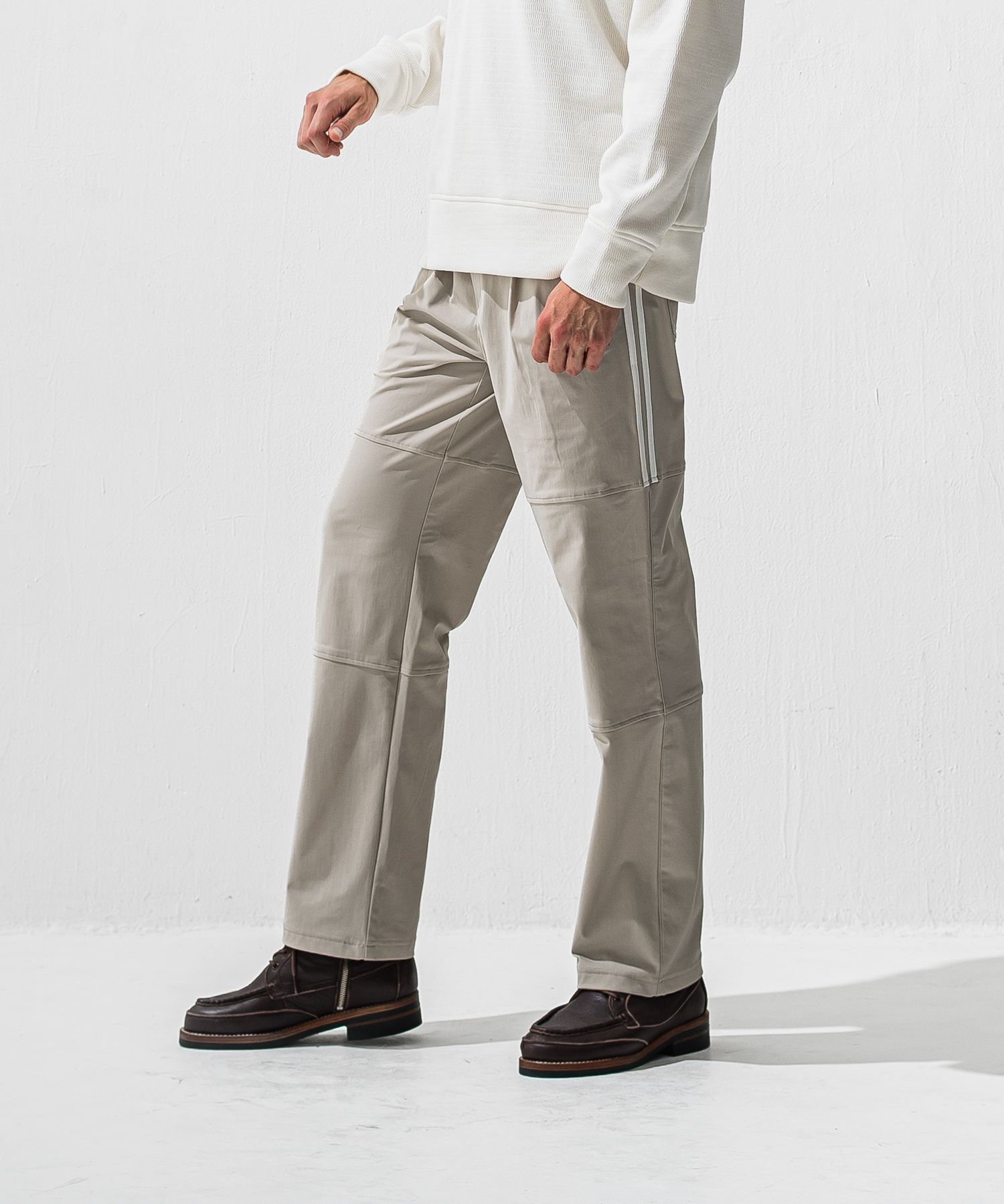 JOHNSON LINE HEAT WIDE TUCK PANTS / RC42-ST-009HWT / 裏起毛ジョンソンラインワイドタックパンツ / グレー×ホワイト (10月下旬入荷予定)