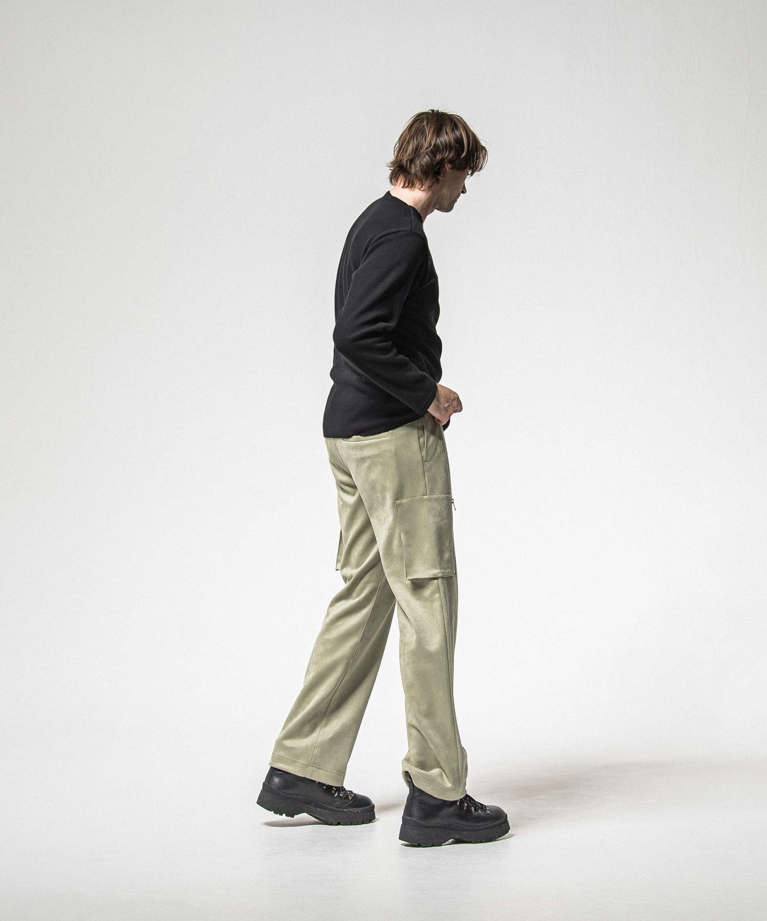 DAVID CARGO PANTS / RC38-ST-040 / スエードワイドカーゴパンツ / カーキ (1月上旬入荷予定)