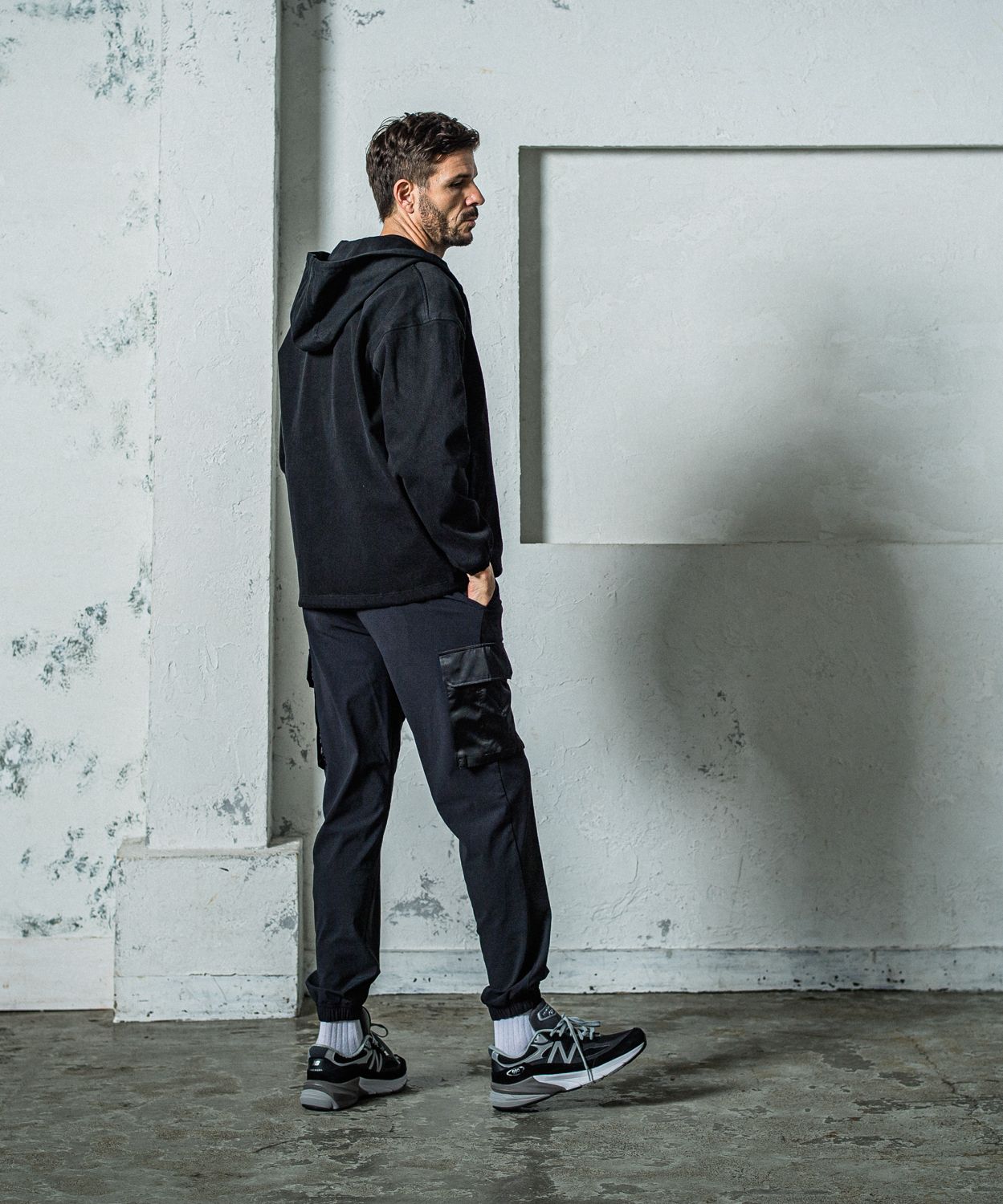 NY PT CARGO PANTS / RC35-ST-035 / ナイロン裾ゴムイージーカーゴパンツ / ブラック