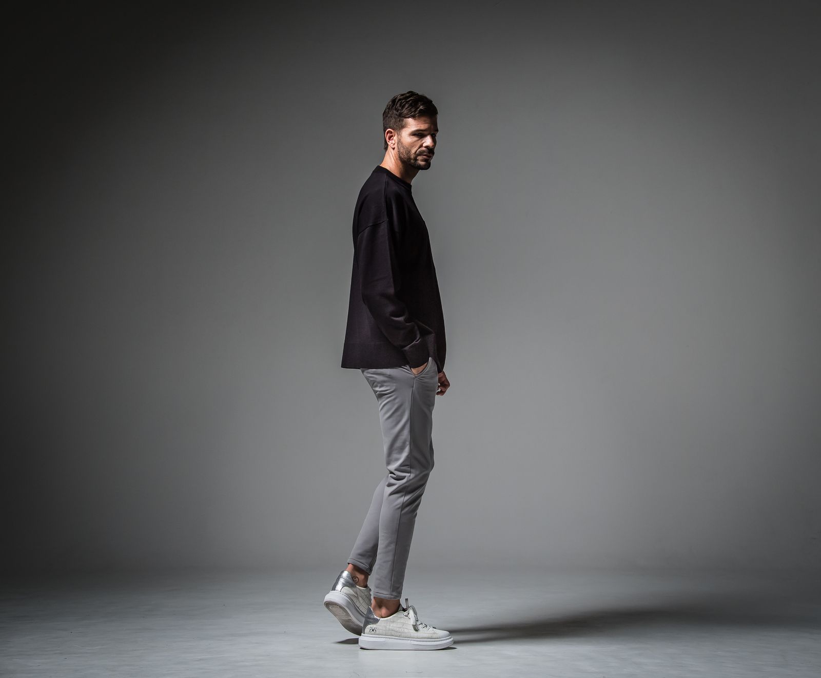 POCKET OVER SWEATER / RC30-K-002 / ポケットルーズニット / ブラック