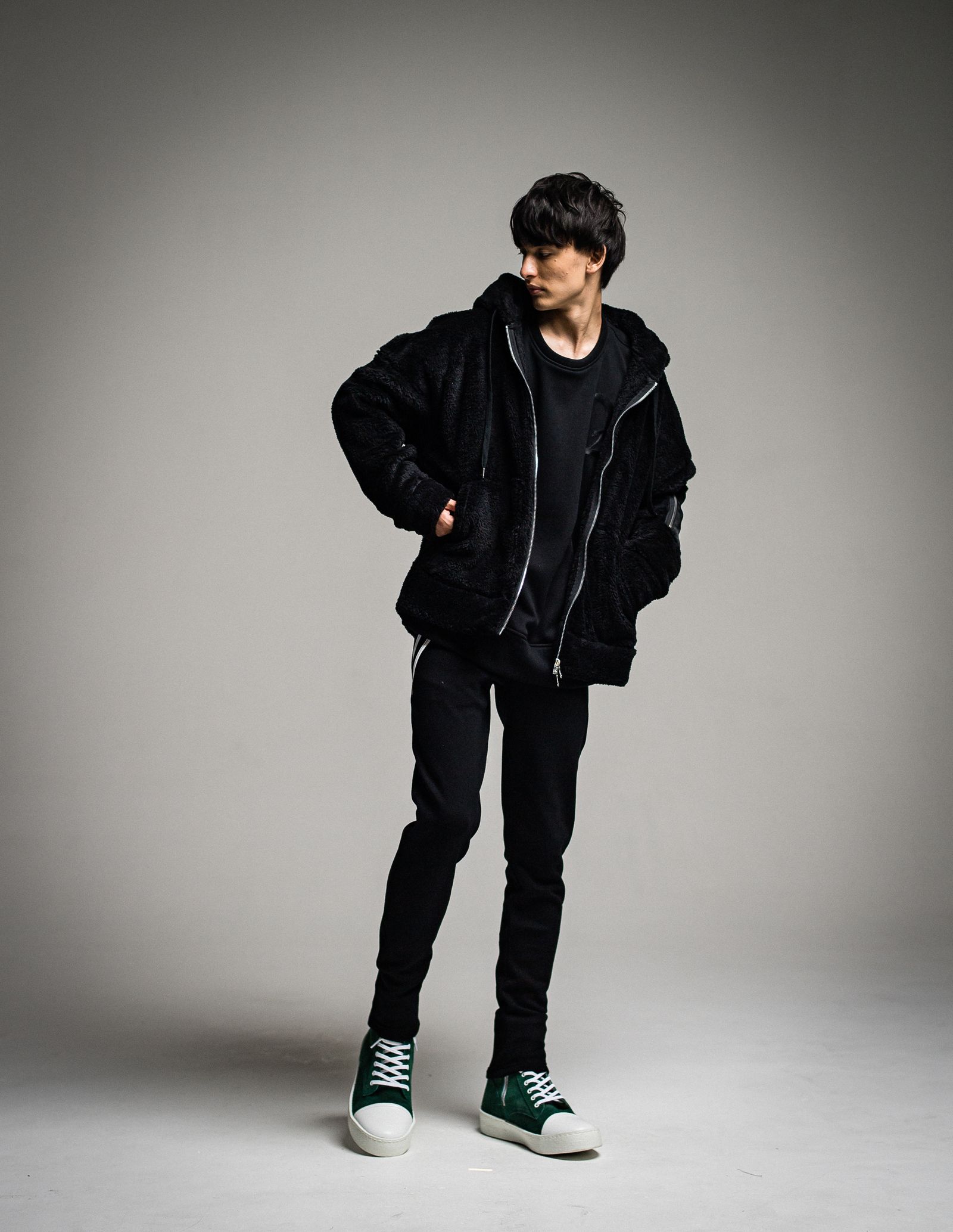 BOA ZIP LOOSE HOODIE / RC26-C-008 / ボアジップパーカー / ブラック