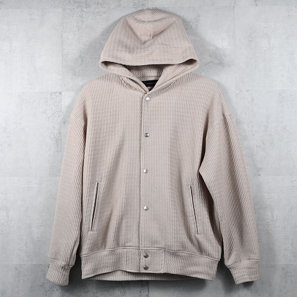 KNT VARSITY HOODIE / RC41-C-007 / コットンニットパーカースタジャン / ベージュ (8月下旬入荷予定)