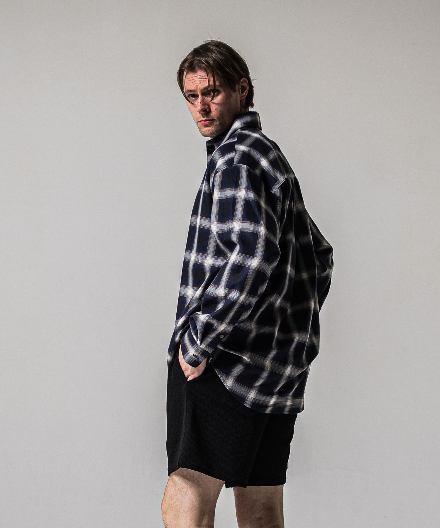 PULL JACK SHIRT / RC39-SH-003 / プルオーバーチェックシャツ / ネイビー (3月上旬入荷予定)