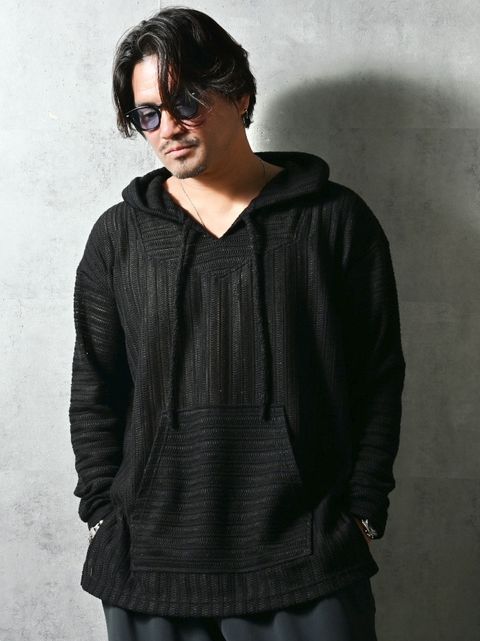 RUSSEL MEXICAN HOODIE / DP1-C-003 / ラッセル織りメキシカンパーカー / ブラック (3月上旬入荷予定)