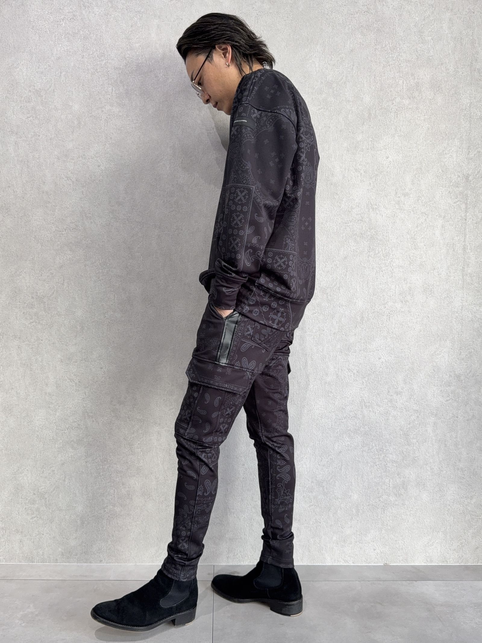 DARRELL HEAT CARGO PT / RC38-ST-010H / 裏起毛カーゴラインパンツ / ペイズリーブラック