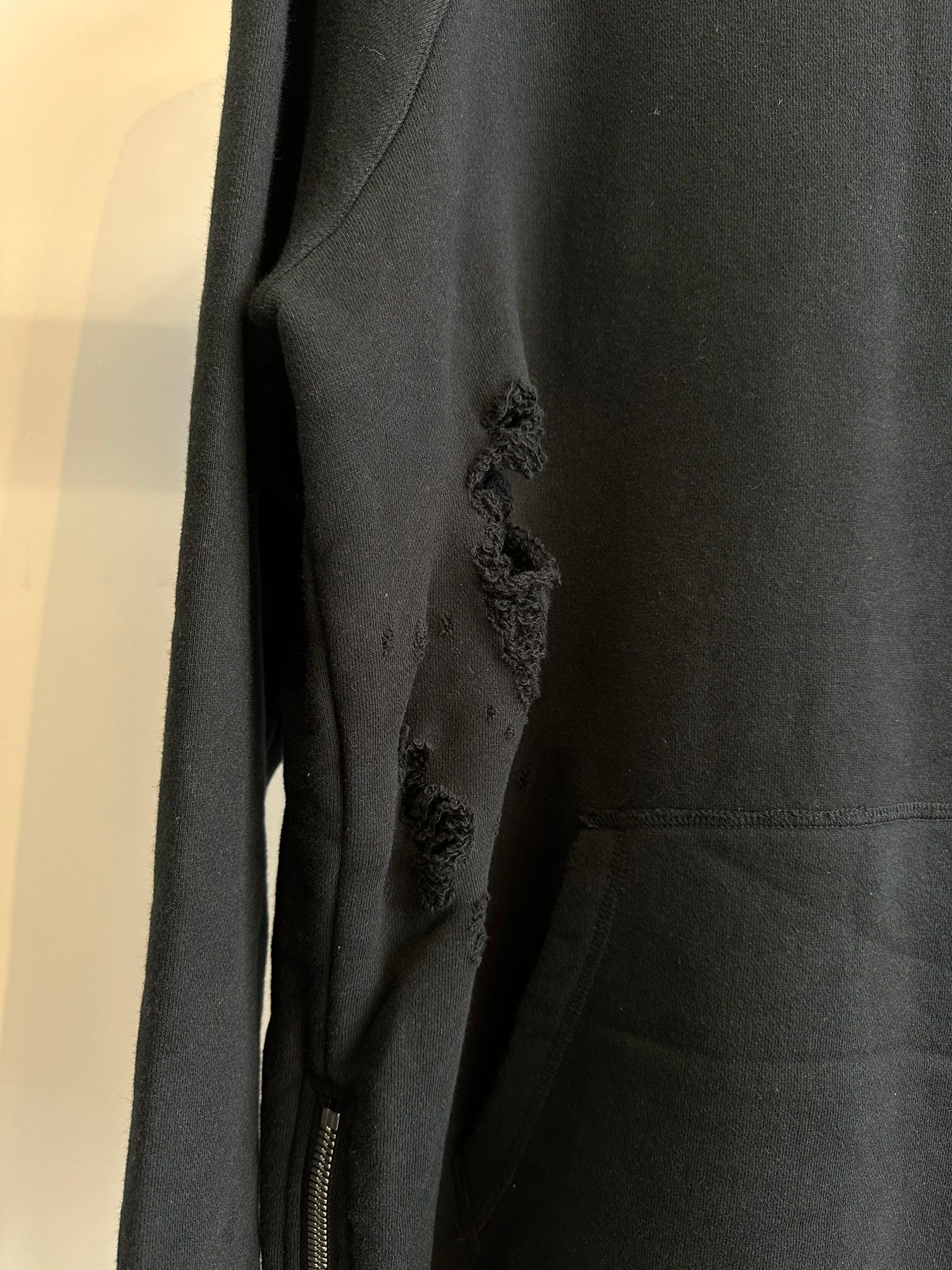 LONG HOODED P/O / RC9-C-003 / ダメージ加工ロングパーカー / ブラッククラッシュ