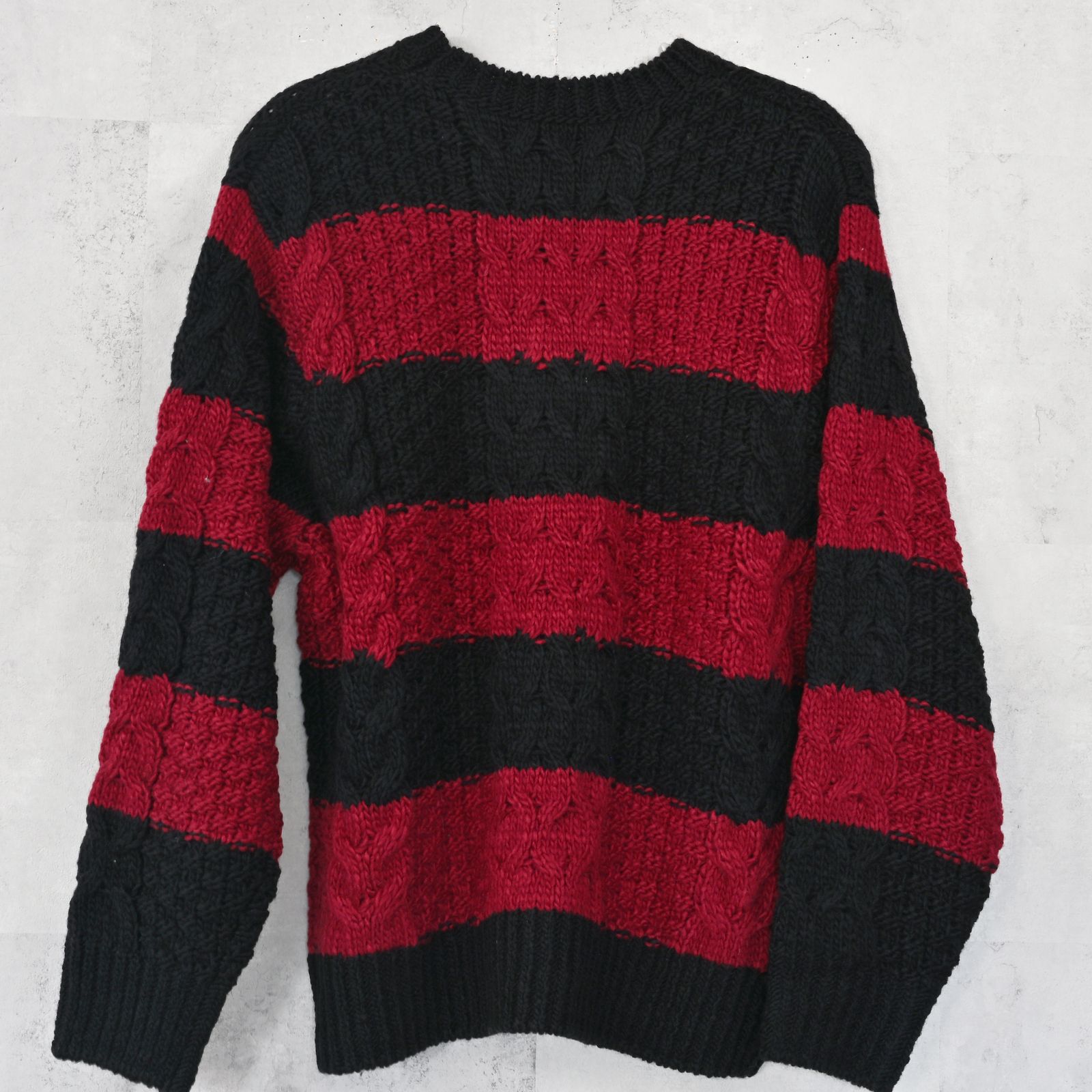 CABLE LAW SWEATER / RC42-K-002 / ケーブルニット / ブラック×レッド (10月下旬入荷予定)