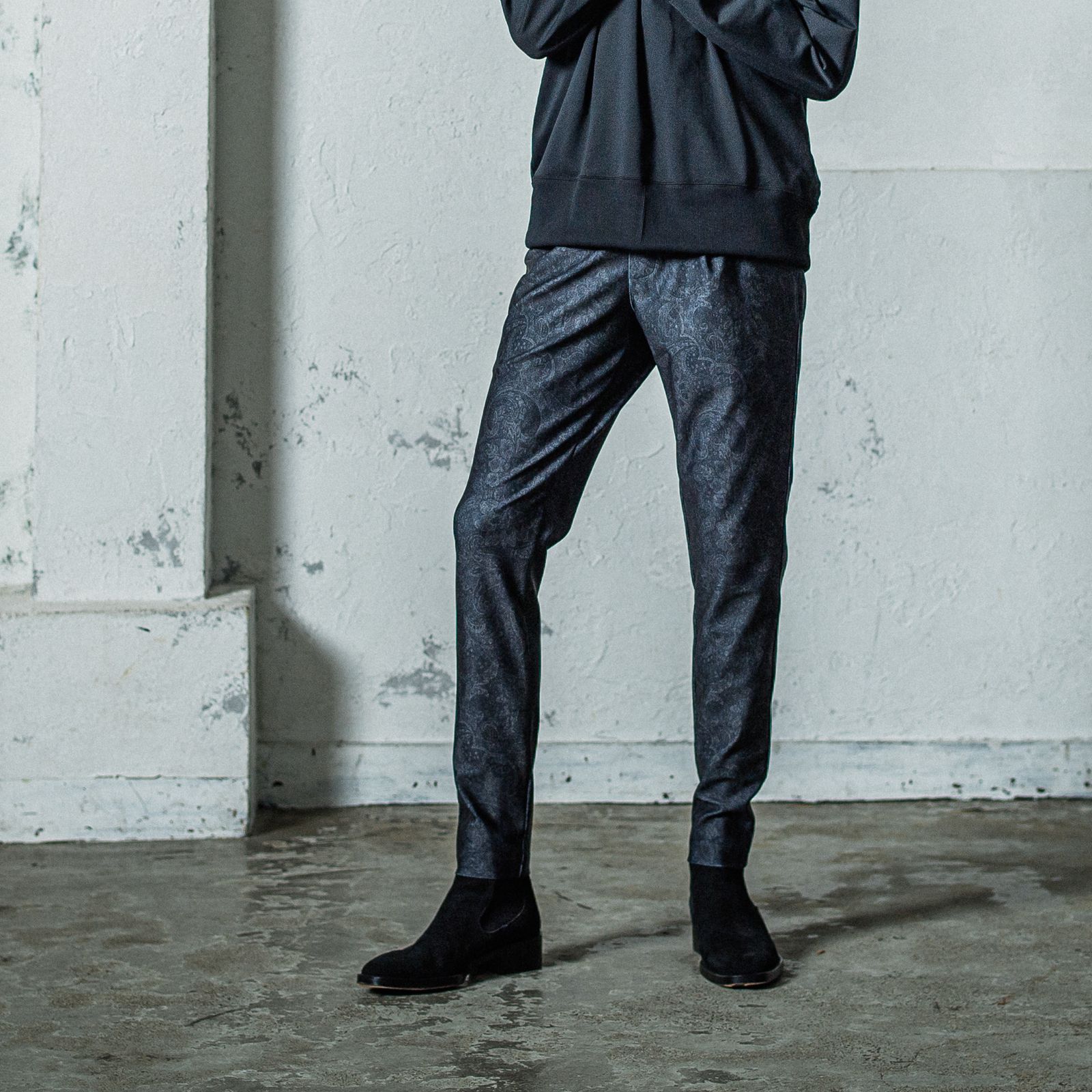 CHRIS EASY TUCK PANTS / RC35-ST-016T / イージータックパンツ / ペイズリーブラック