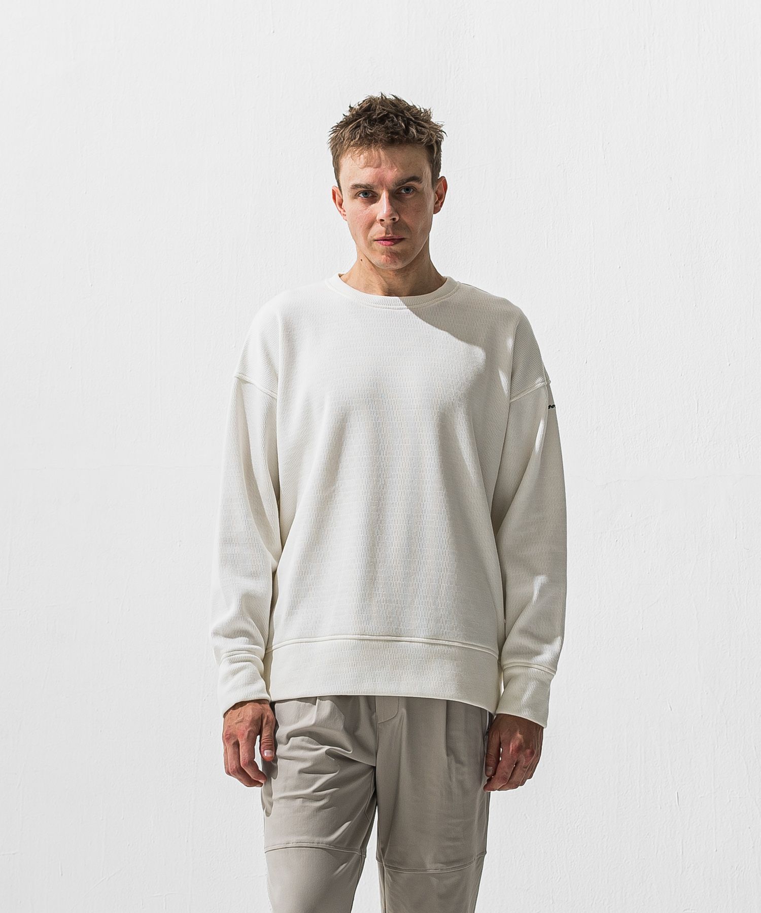 VELOURS FLEECE THERMAL LOOSE TRAINER / RC42-C-002 / 裏起毛サーマルトレーナー / ホワイト (10月下旬入荷予定)