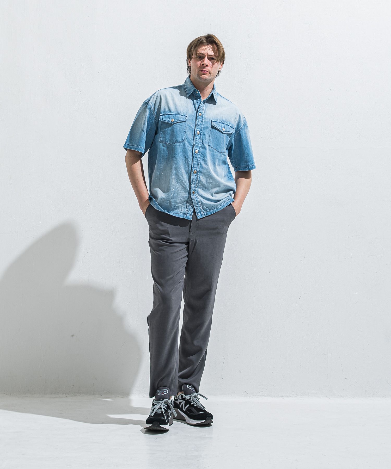 PAT WIDE EASY PANTS / RC40-ST-036BN / ワイドテーパードパンツ / ツイルグレー (4月中旬入荷予定)