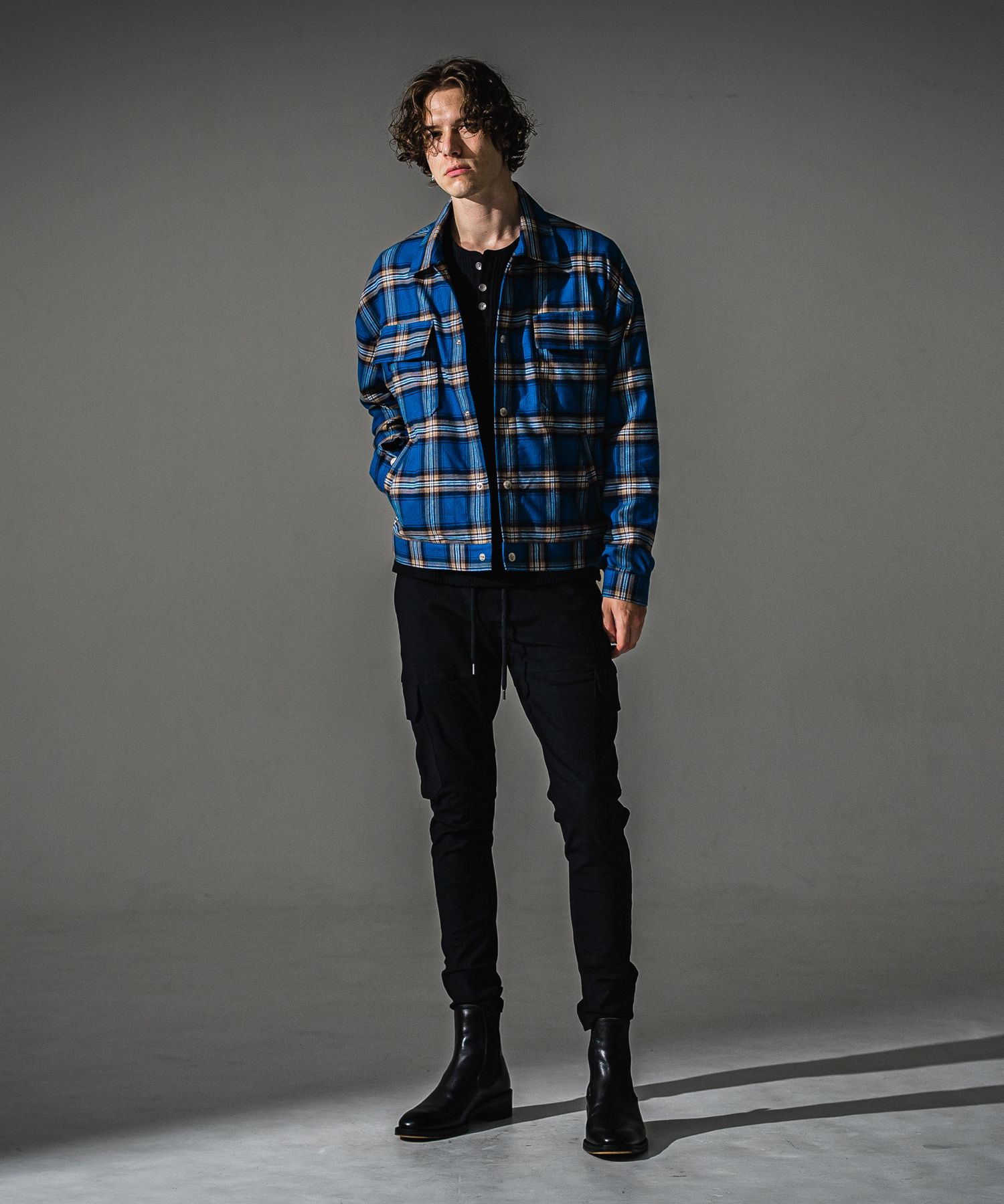 CHECK SHIRT JACKET / RC41-SH-003 / チェックシャツジャケット / ブルー (8月下旬入荷予定)