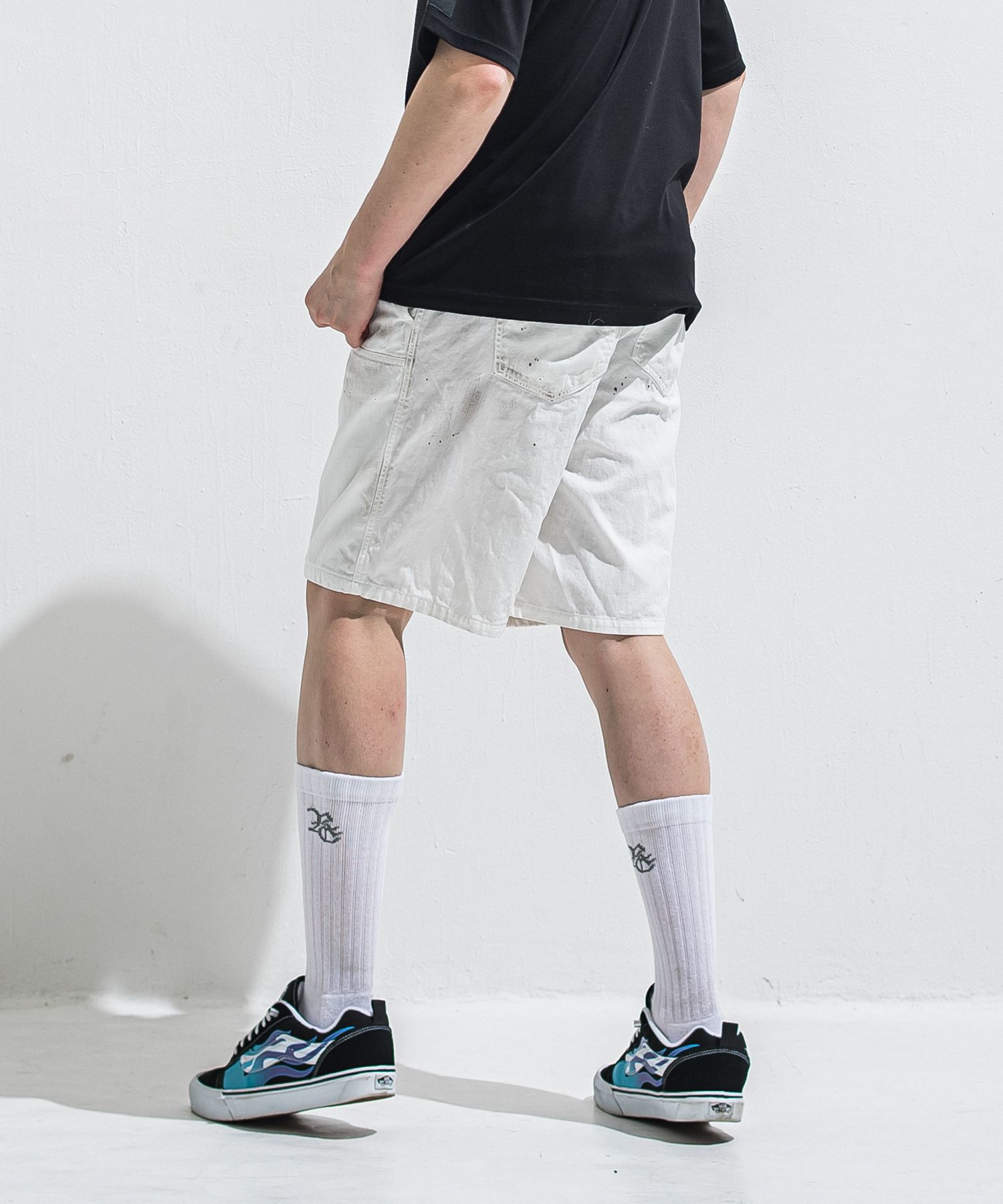 DOUBLE KNEE SHORTS / RC40-HP-007 / ダブルニーデニムハーフパンツ / ホワイト (6月上旬入荷予定)