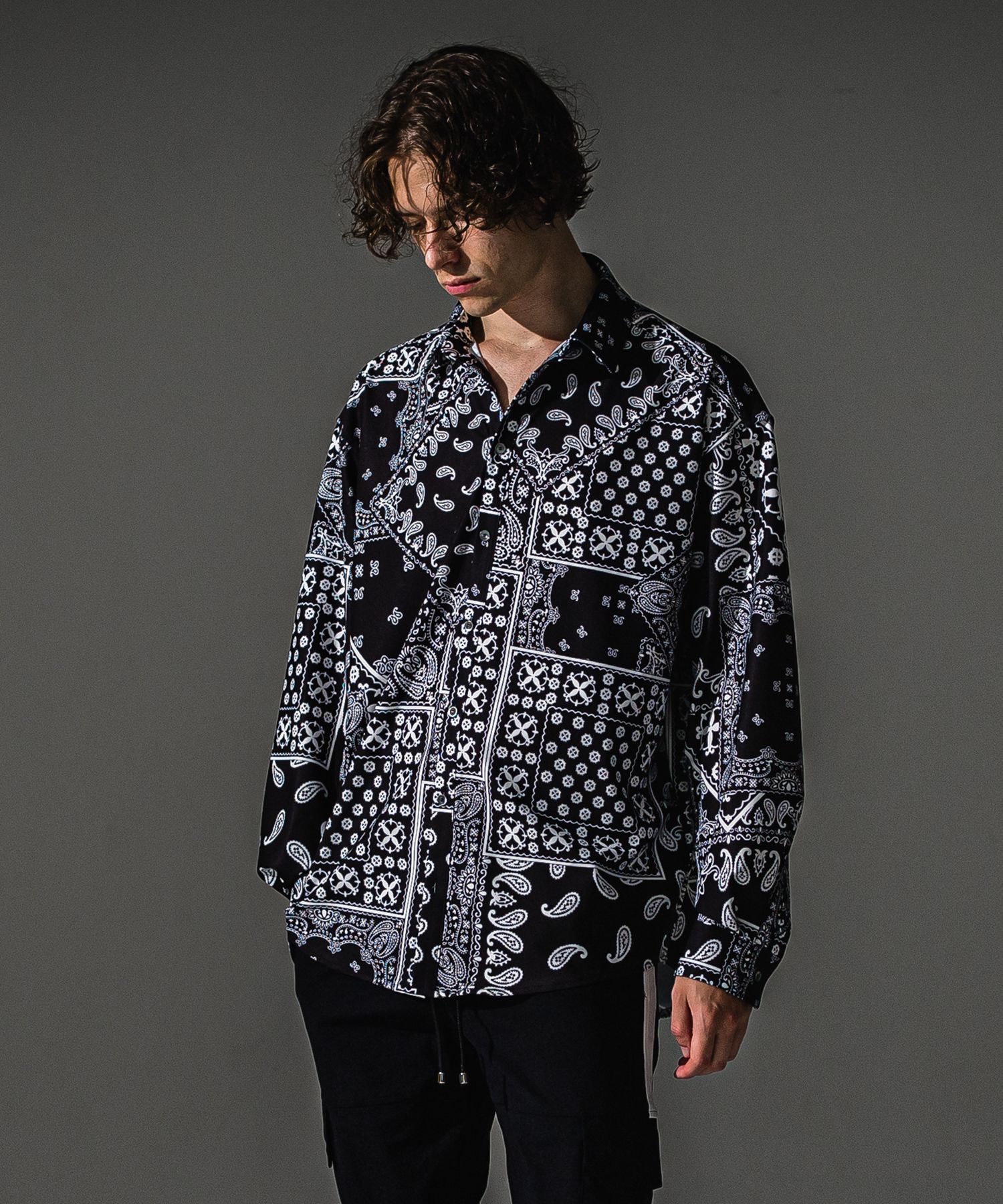 BANDANA JACK SHIRTS / RC41-SH-002 / オーバーサイズペイズリーシャツ / ブラックバンダナ (8月下旬入荷予定)