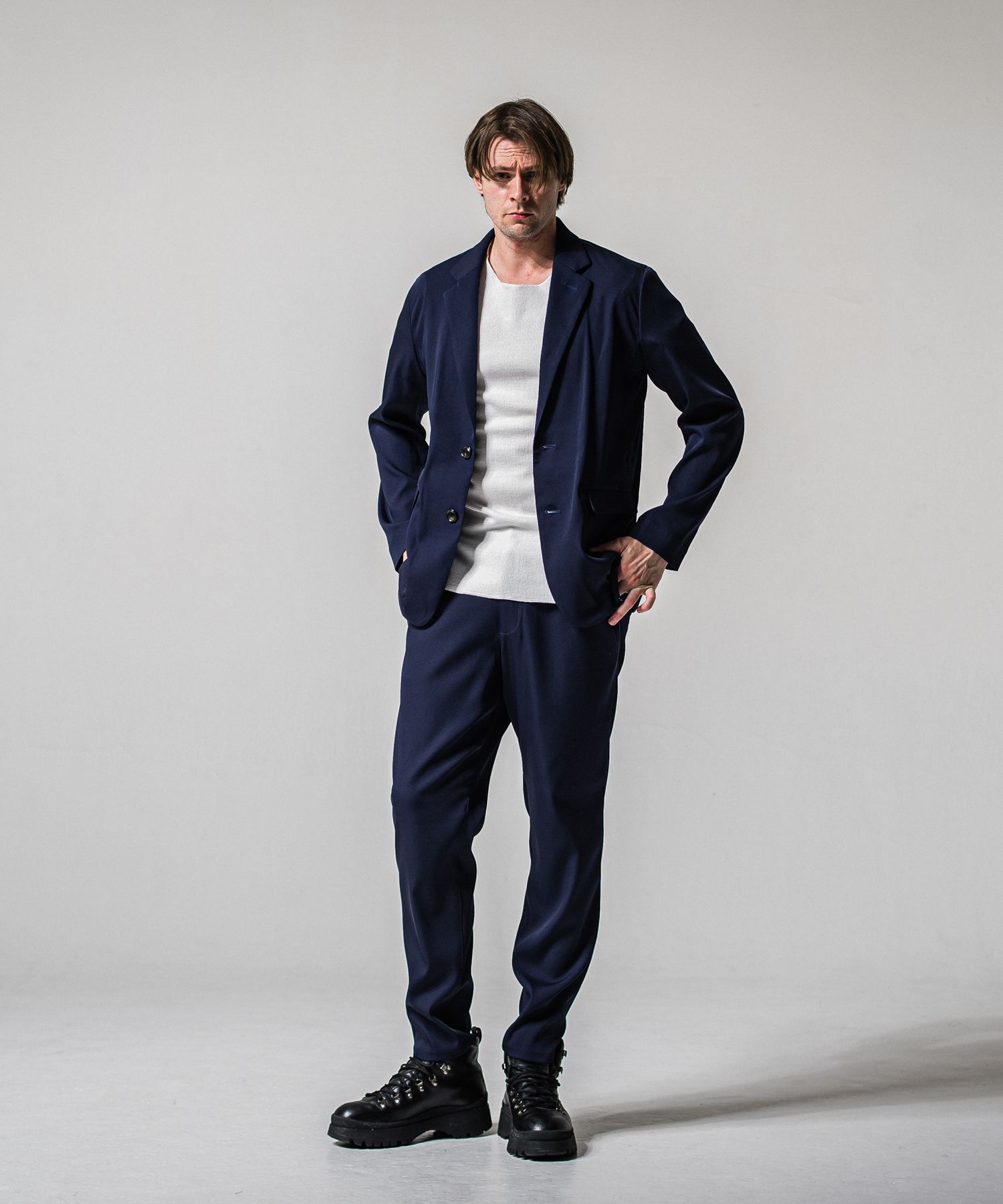 GARY LOOSE JACKET / RC39-JK-001 / サテンルーズテーラードジャケット / ネイビー (2月下旬入荷予定)