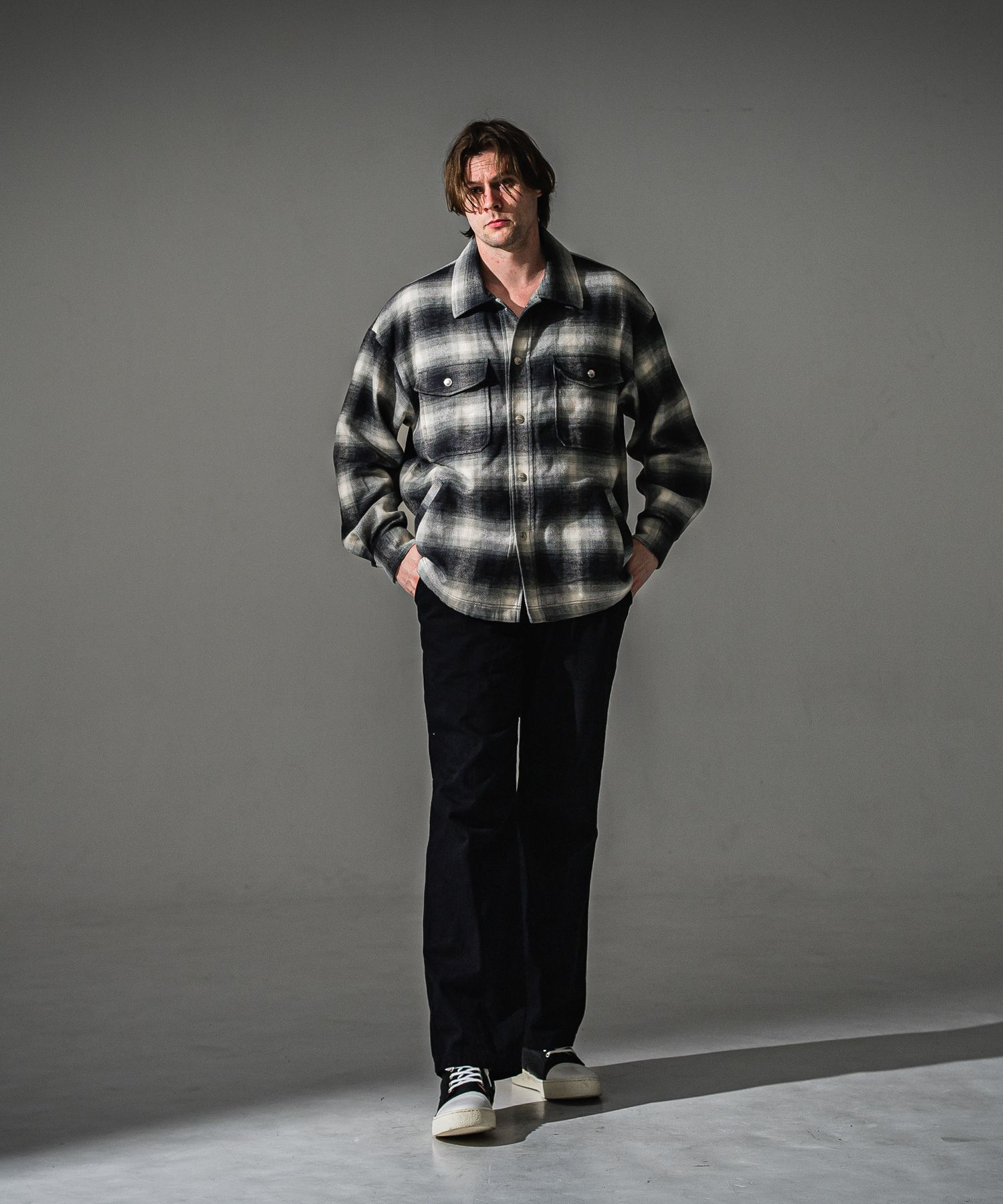 FLANNEL CHECK JK / RC41-JK-006 / フランネルチェックCPOジャケット / ブラック (8月下旬入荷予定)
