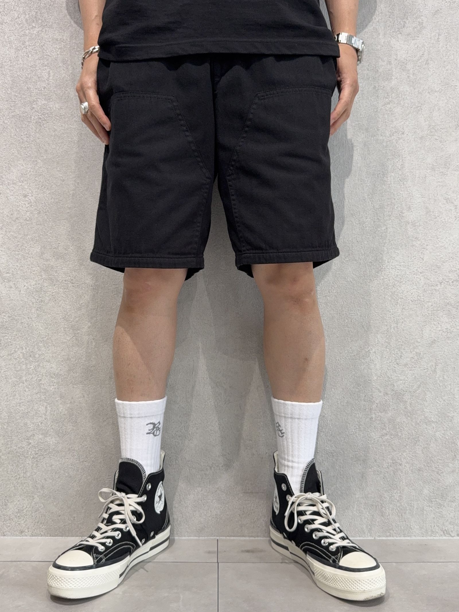 DOUBLE KNEE SHORTS / RC40-HP-007 / ダブルニーデニムハーフパンツ / ブラック