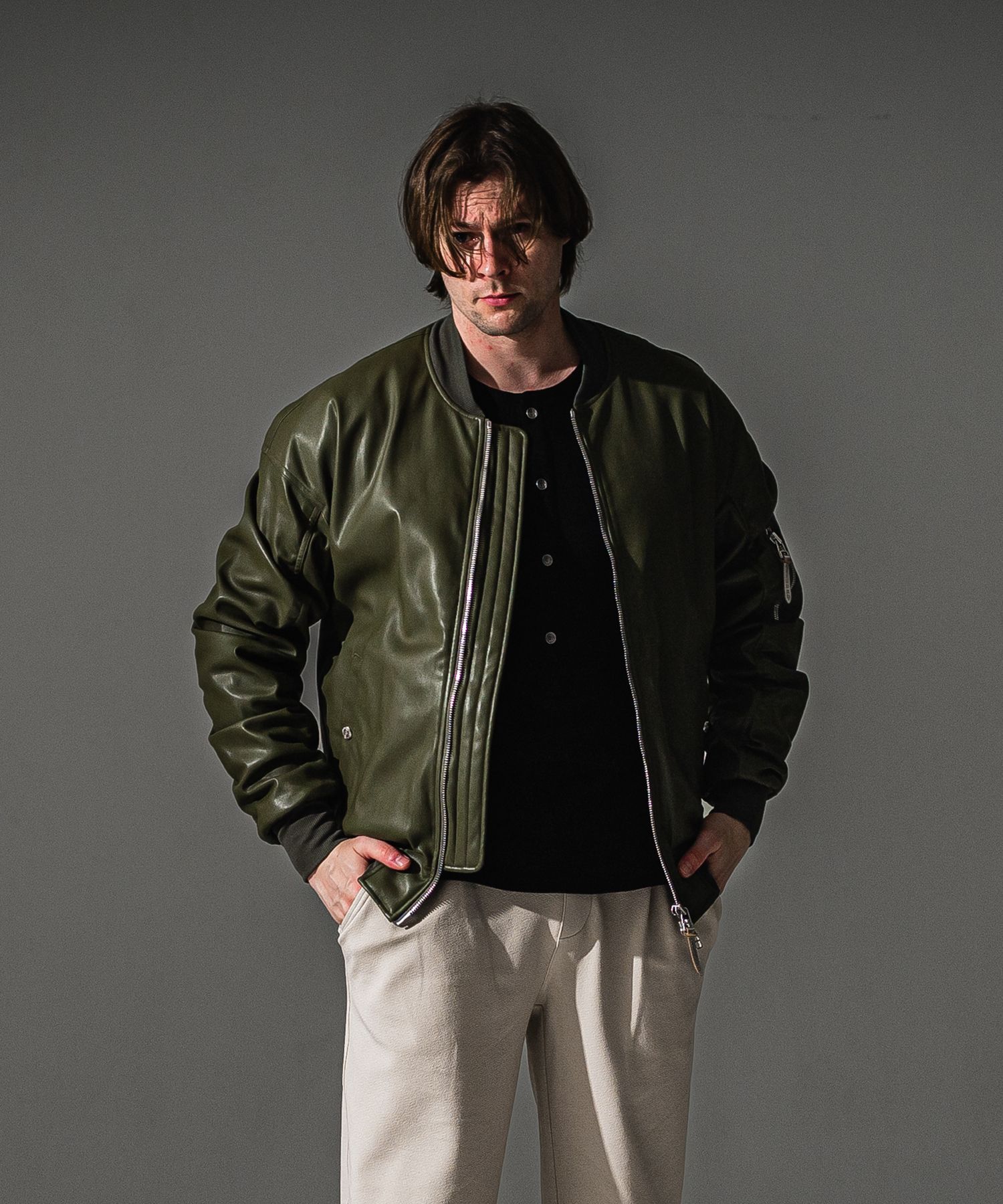 DAVID JACKET / RC41-JK-003 / MA-1 / カーキレザー (9月下旬入荷予定)